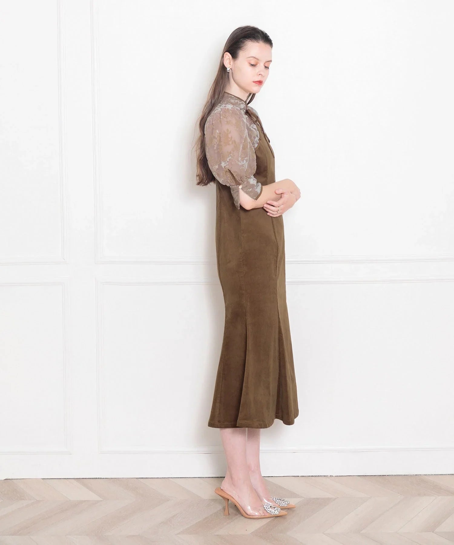 【当日発送】花柄ボレロセットアップマーメイドワンピースドレス