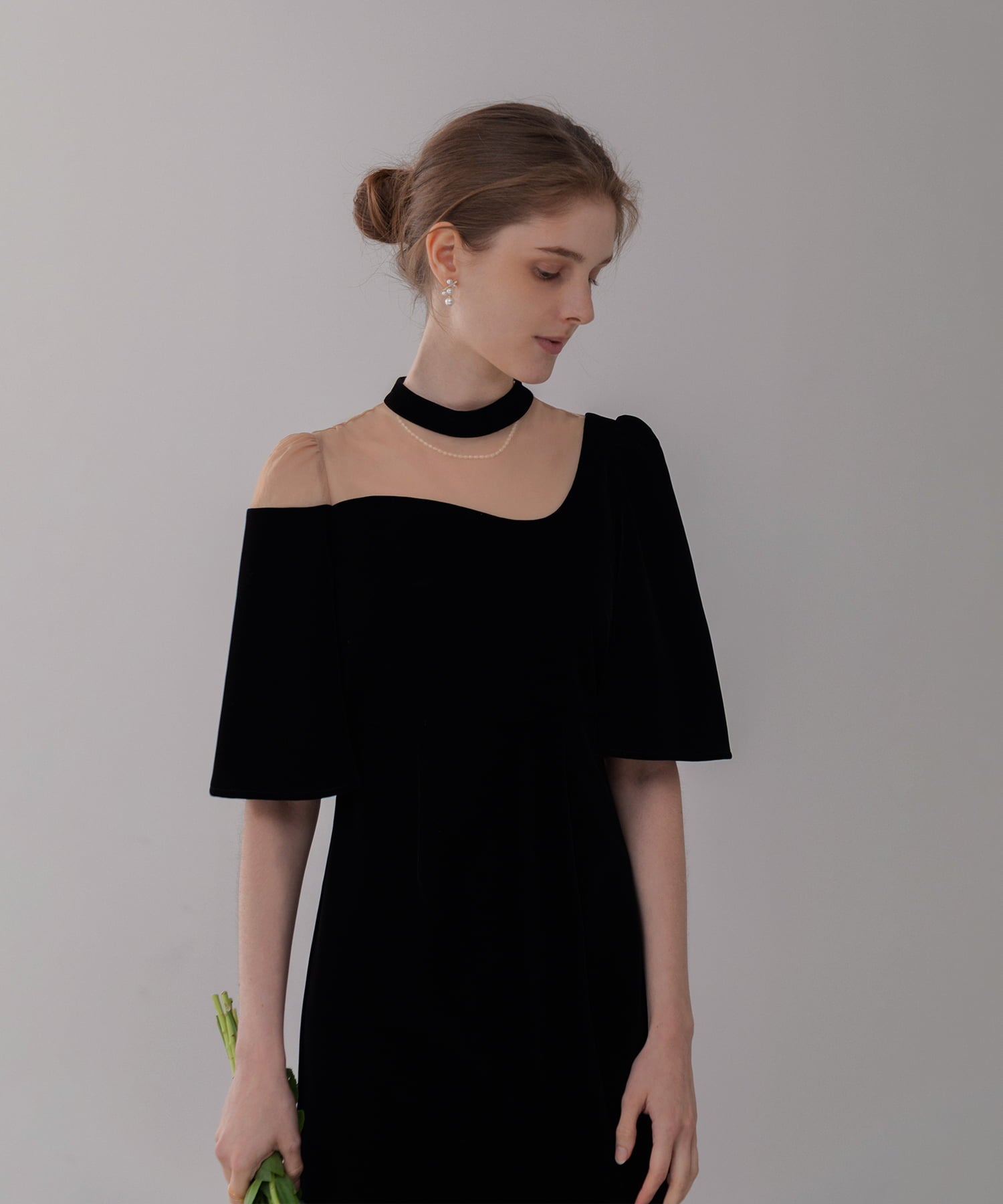 【当日発送】シアースパンコールベロアIラインワンピースドレス