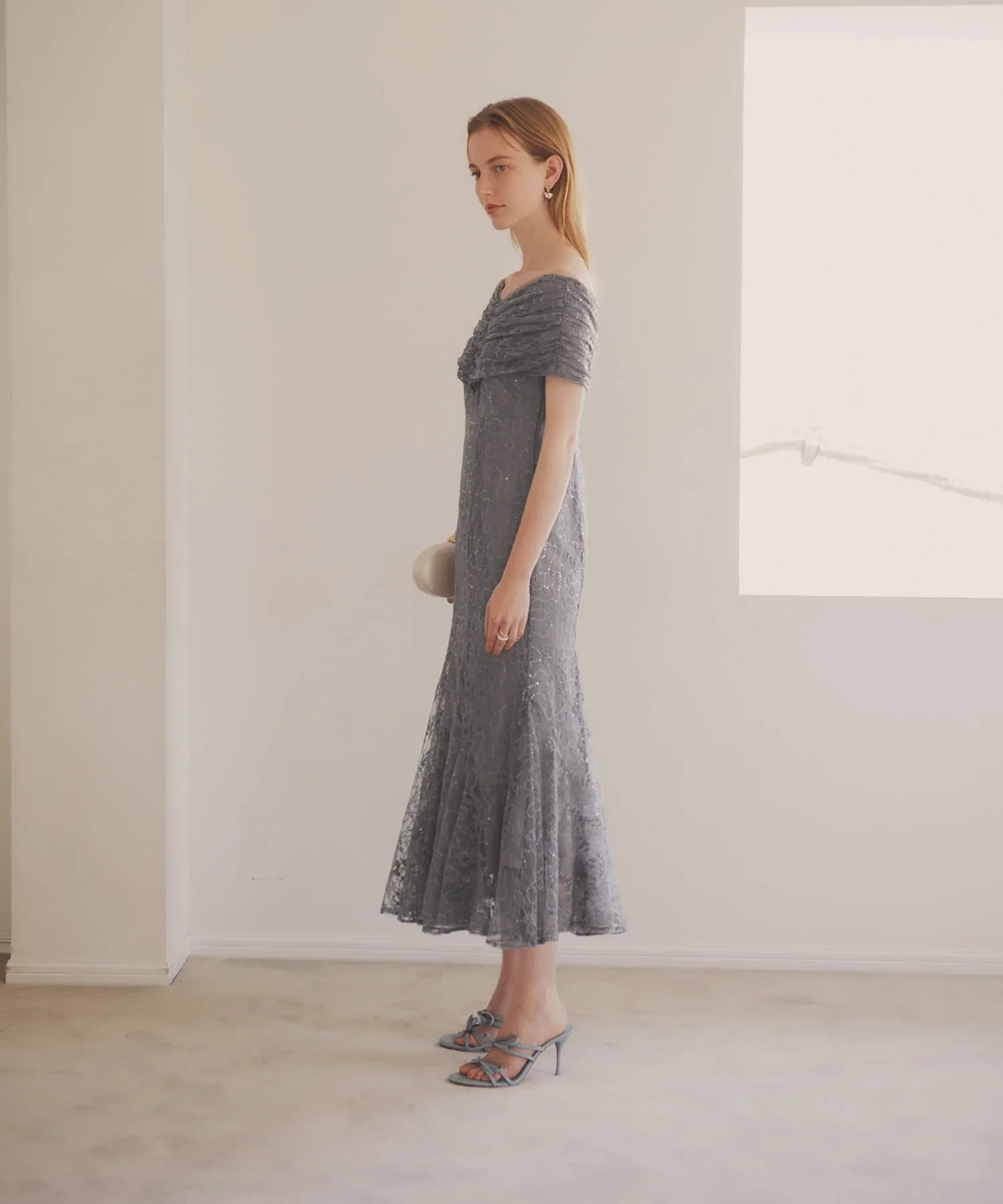 【当日発送】2WAYレース花柄オフショルダーマーメイドワンピースドレス