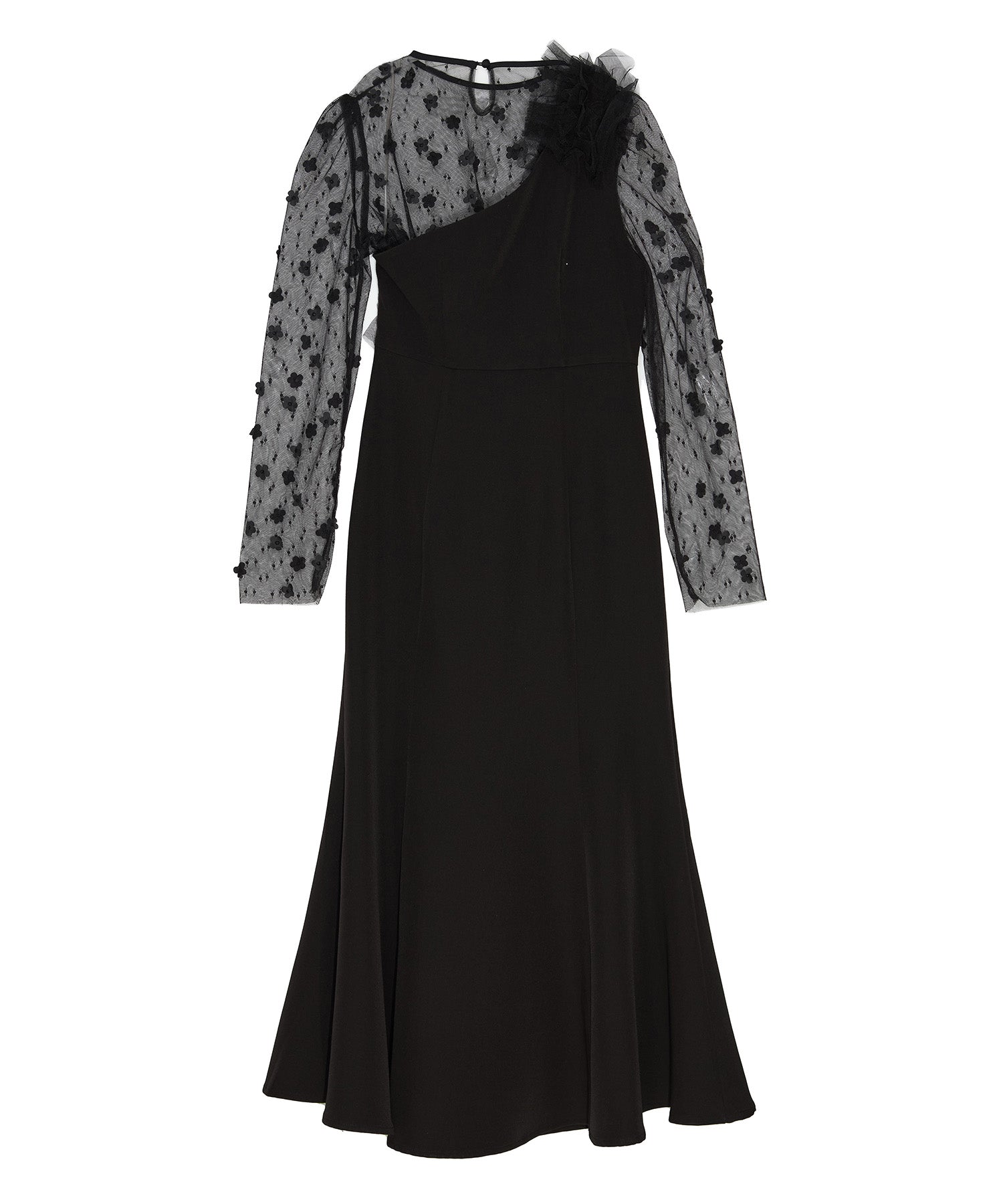 【当日発送】フラワーモチーフアシンメトリーチュールマーメイドワンピースドレス