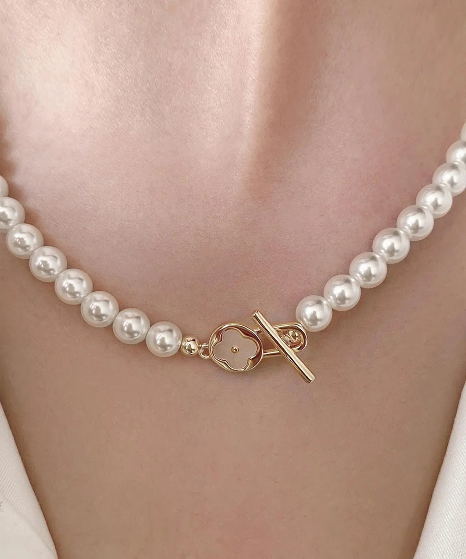 【当日発送】エレガントフラワーパールネックレス