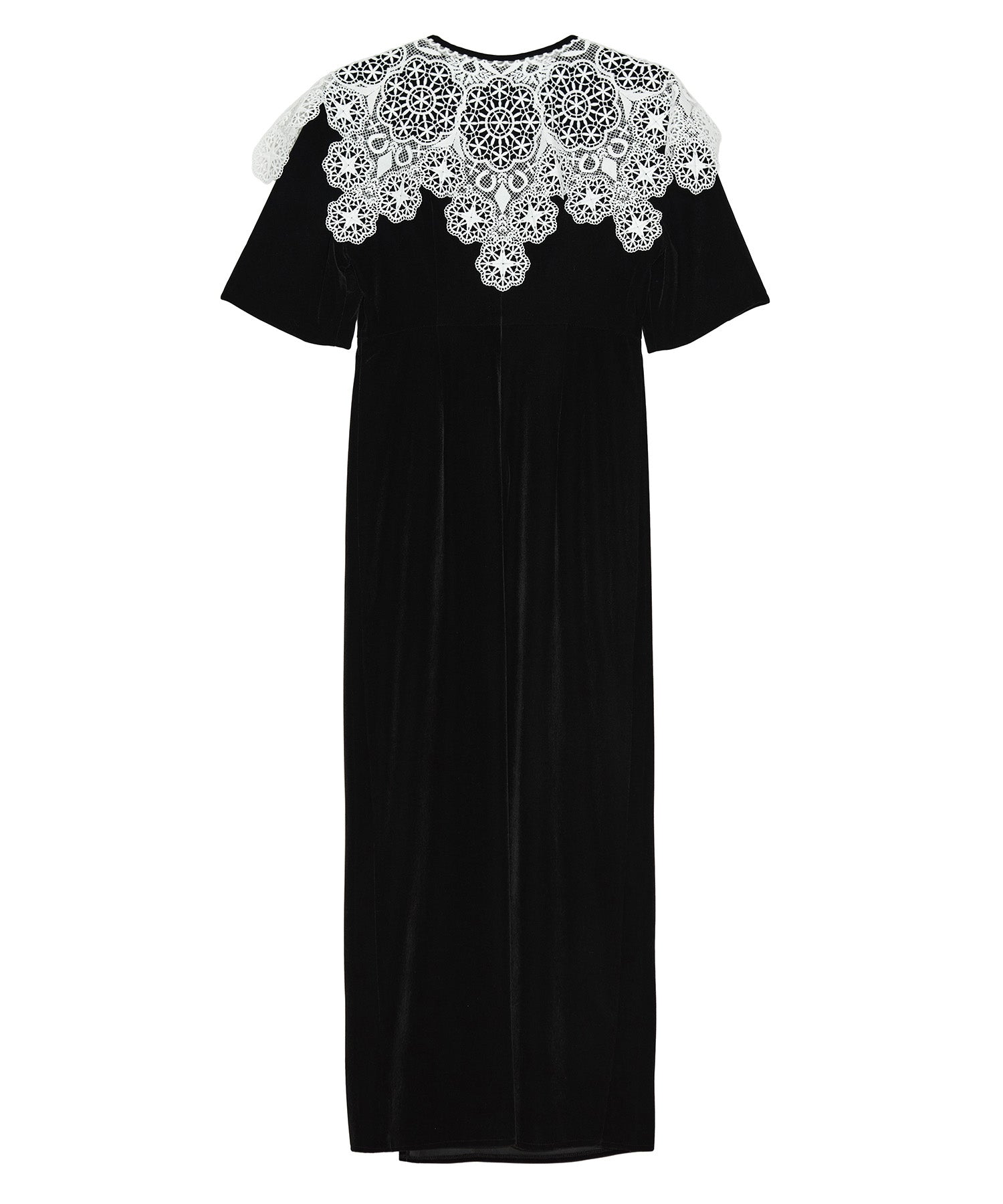 【当日発送】レースカラーベロアIラインワンピースドレス