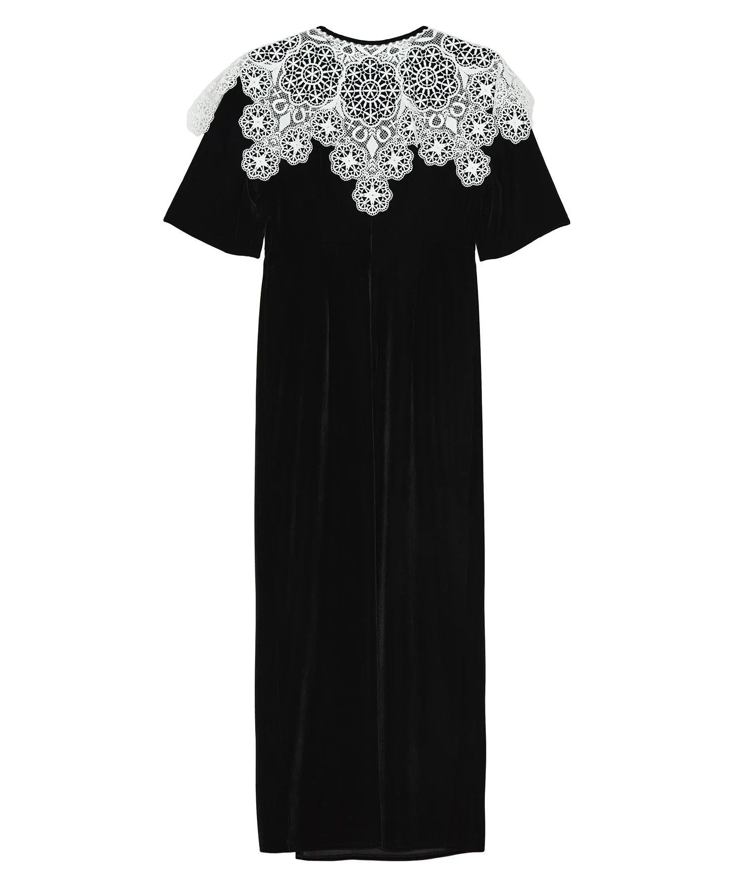 【当日発送】レースカラーベロアIラインワンピースドレス