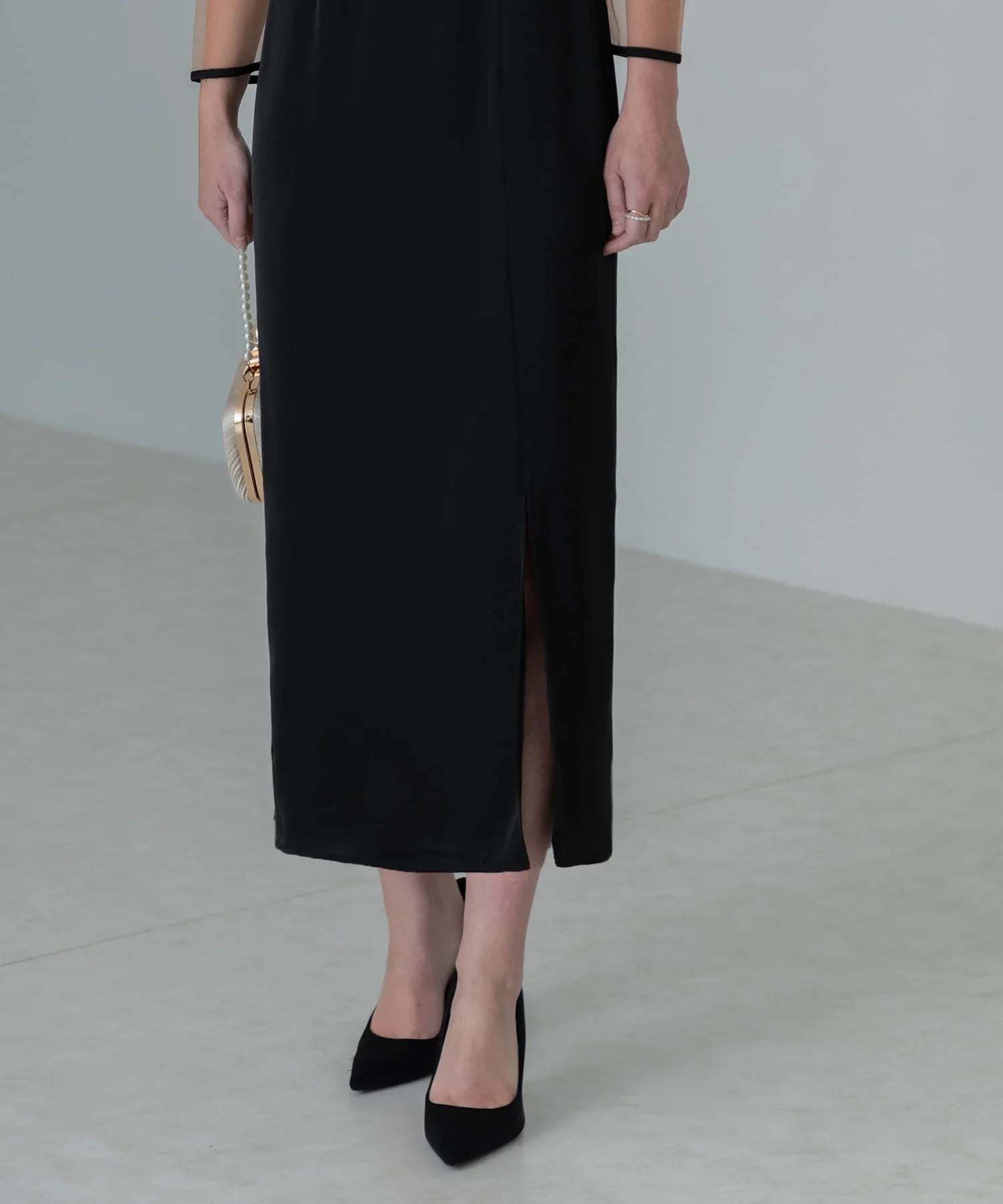 【当日発送】ローズボレロシアースリーブIラインワンピースドレス