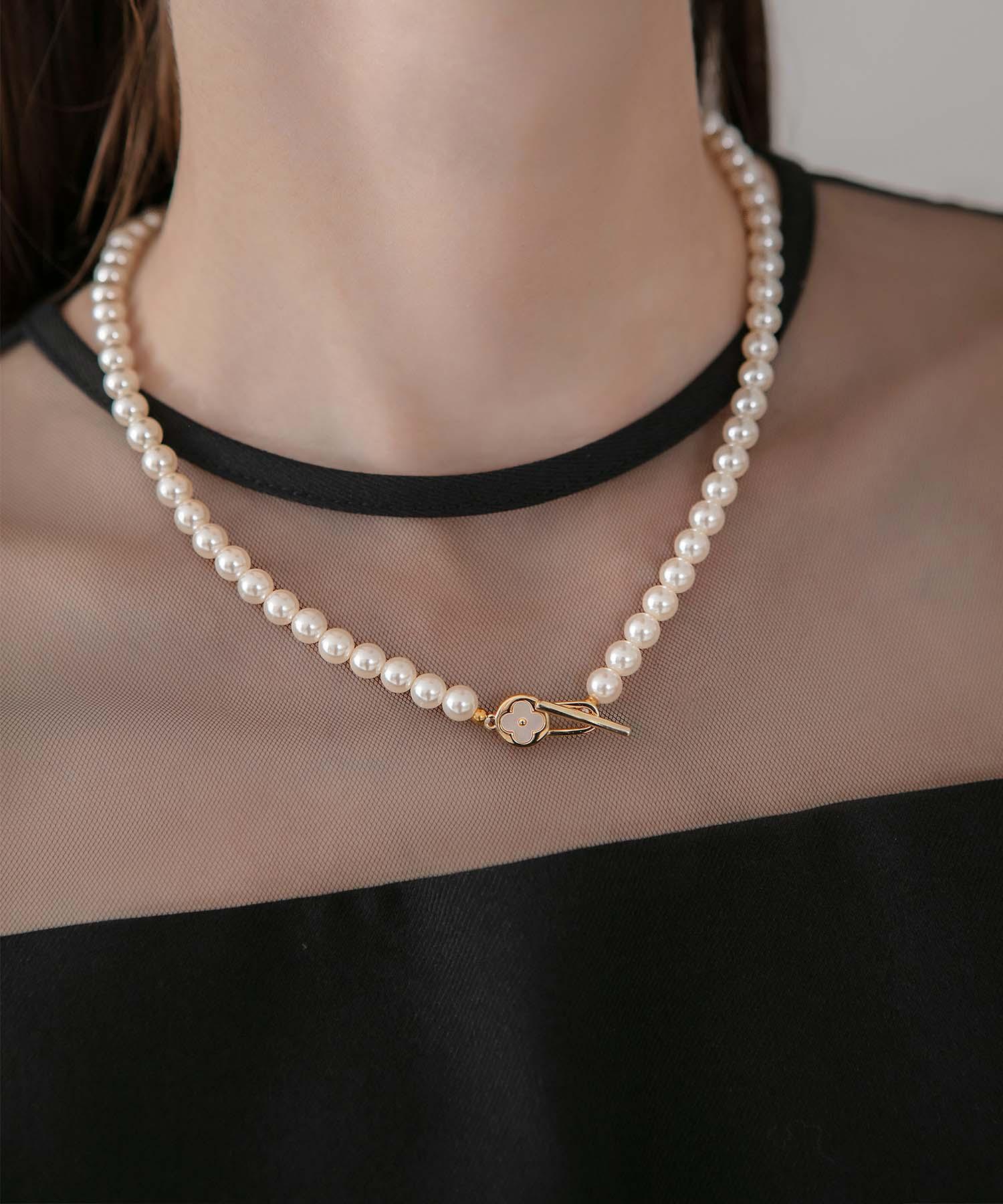 【当日発送】エレガントフラワーパールネックレス