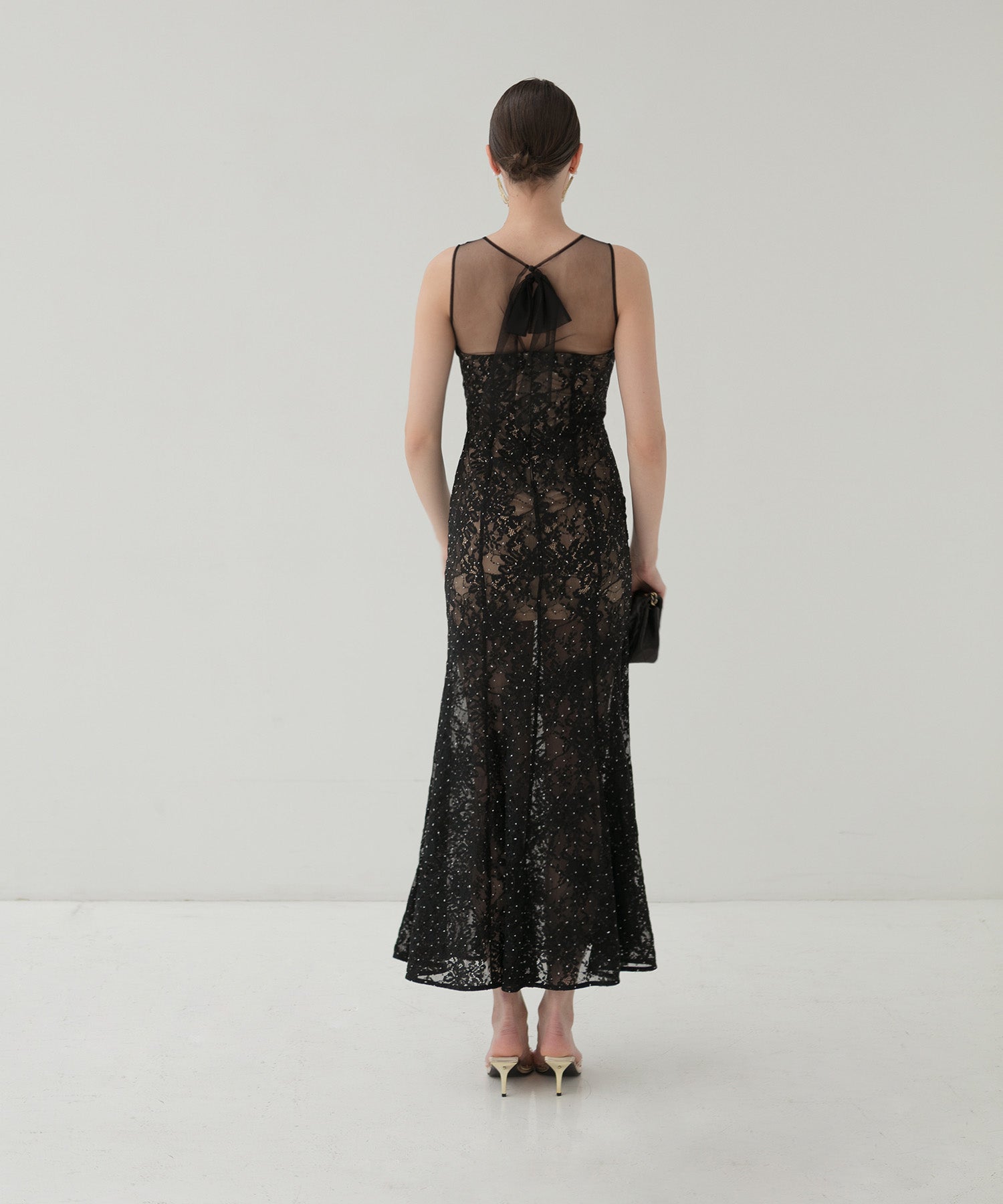 【LEJA LUXE】Lace stone sequin flower mermaid dress