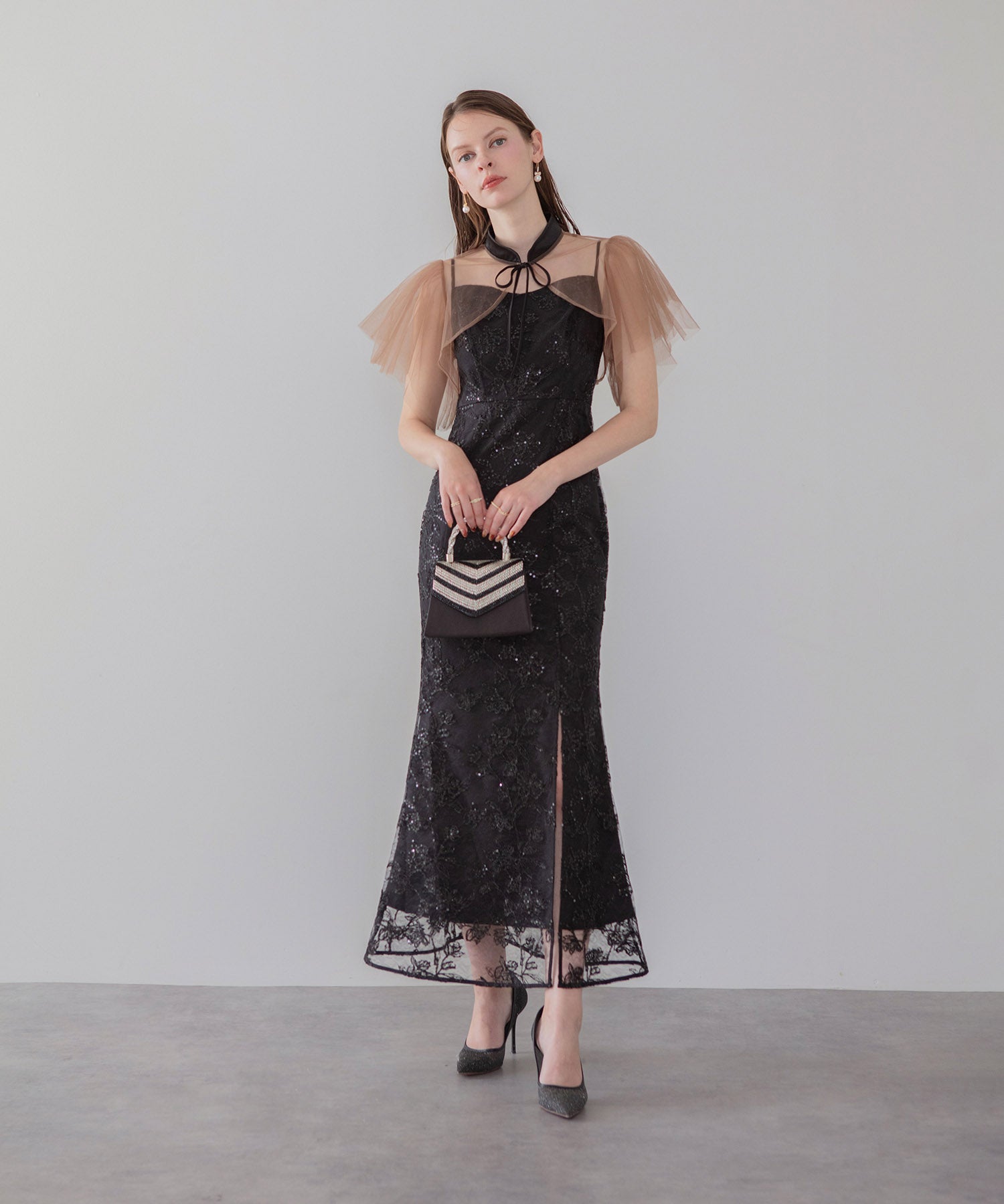6.23【COMING SOON】チュールボレロスパンコールマーメイドワンピースドレス