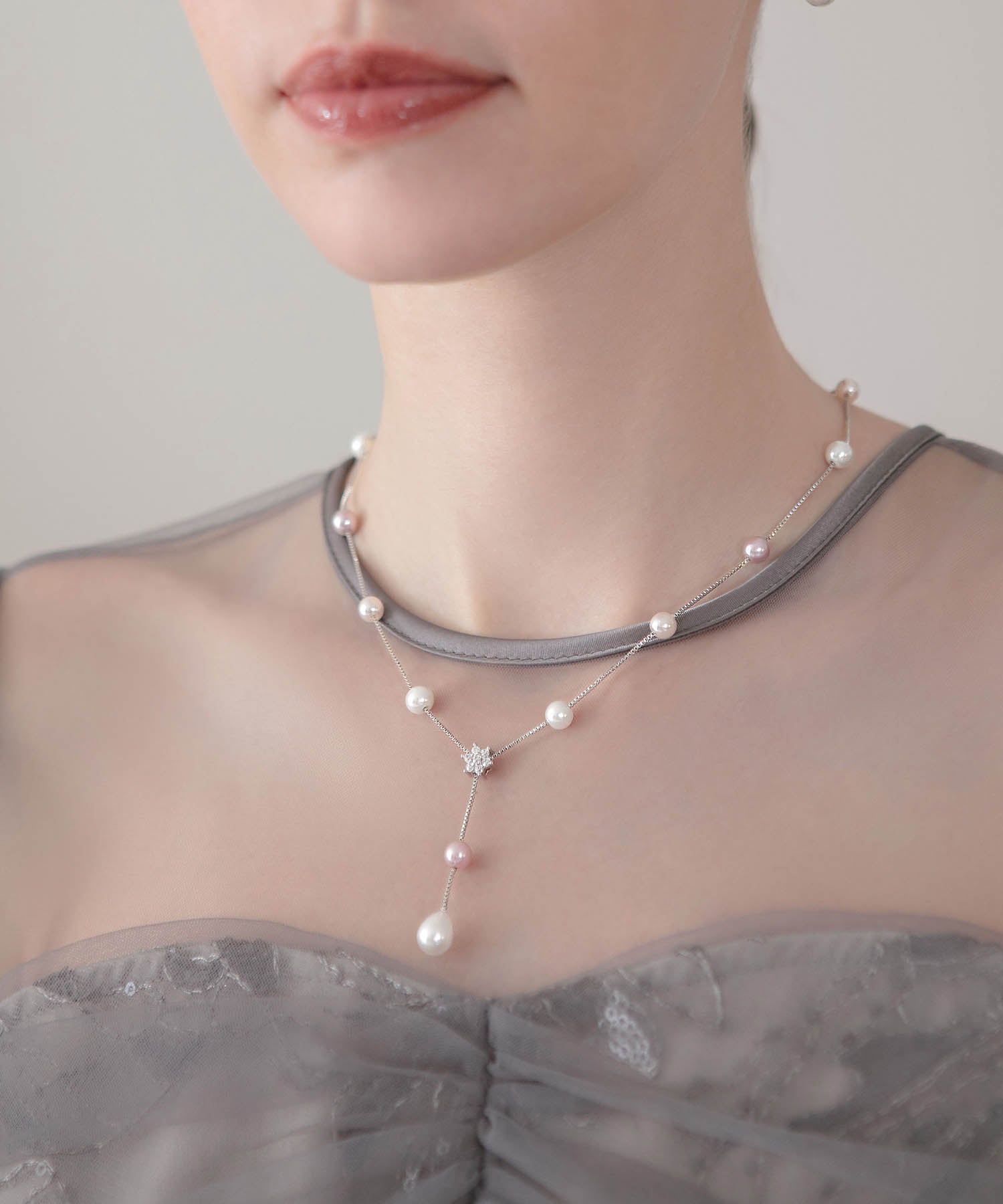 【COMING SOON】ミックスパールビジューモチーフネックレス