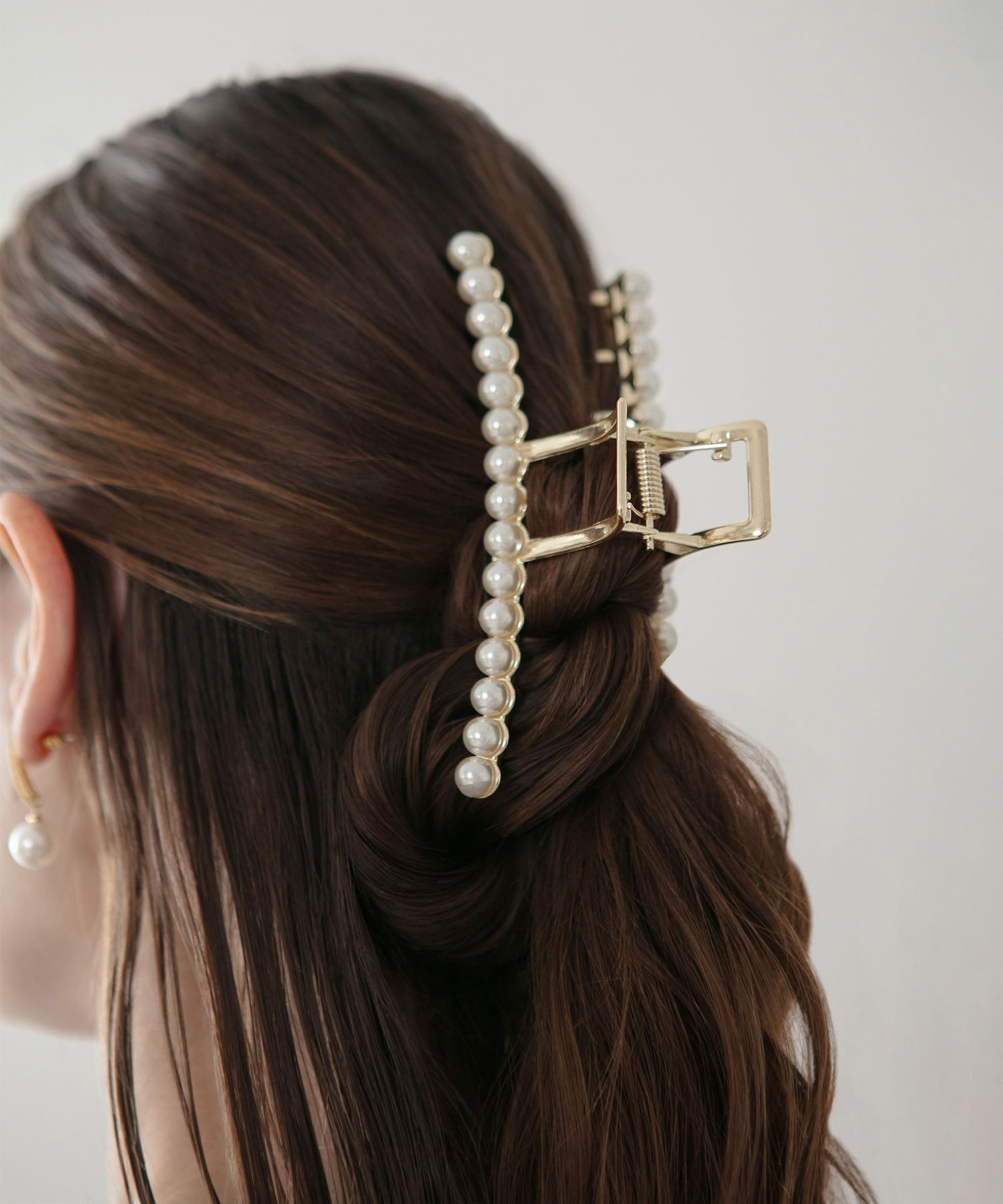 【当日発送】パールライン メタルロングヘアクリップ