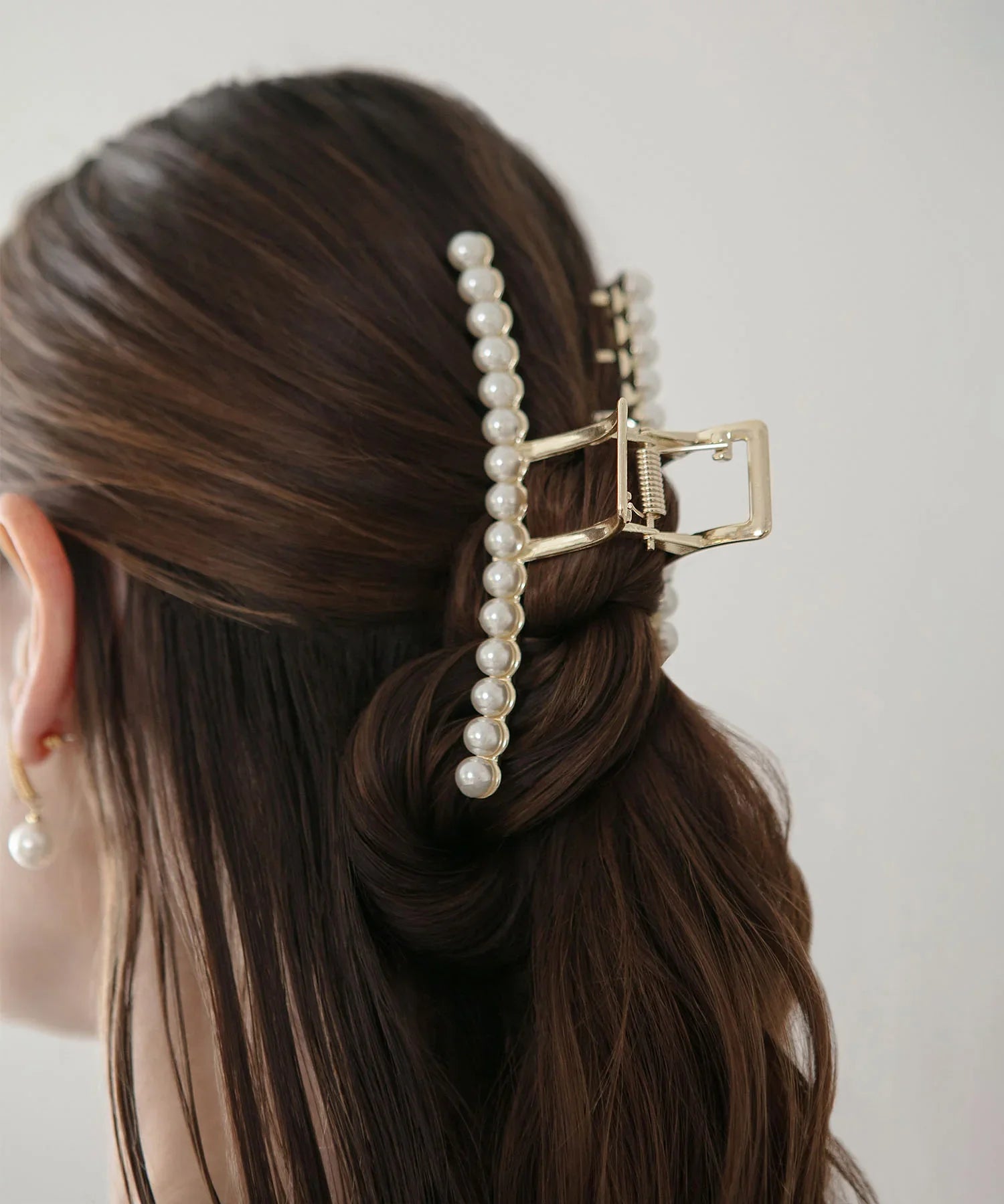 【当日発送】パールライン メタルロングヘアクリップ