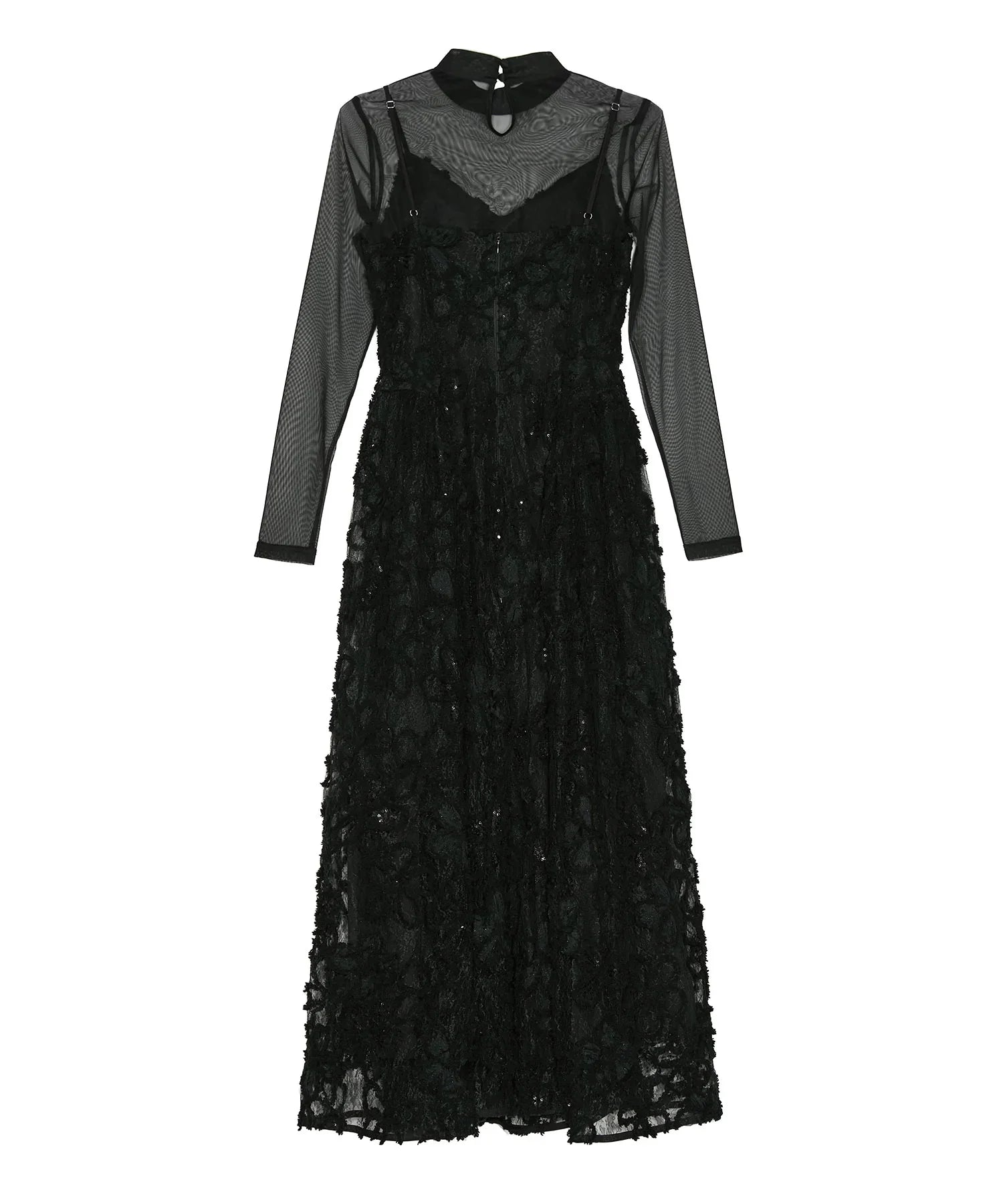 【当日発送】シアーフラワーレースレイヤードワンピース