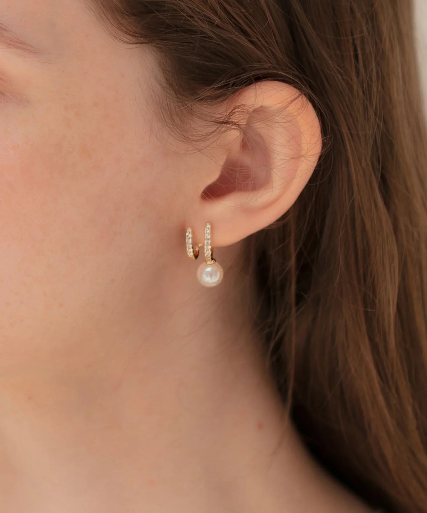 【当日発送】パールダブルフープピアス