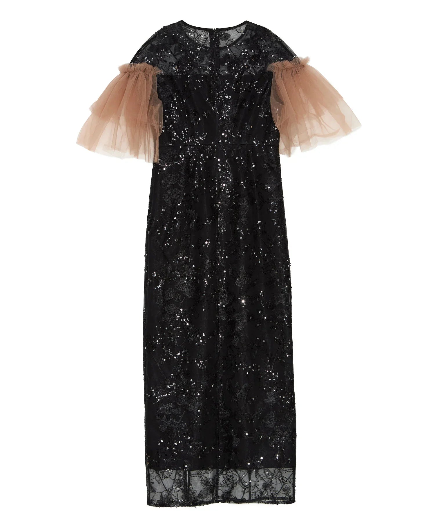 【当日発送】フラワースパンコールチュールスリーブIラインドレス