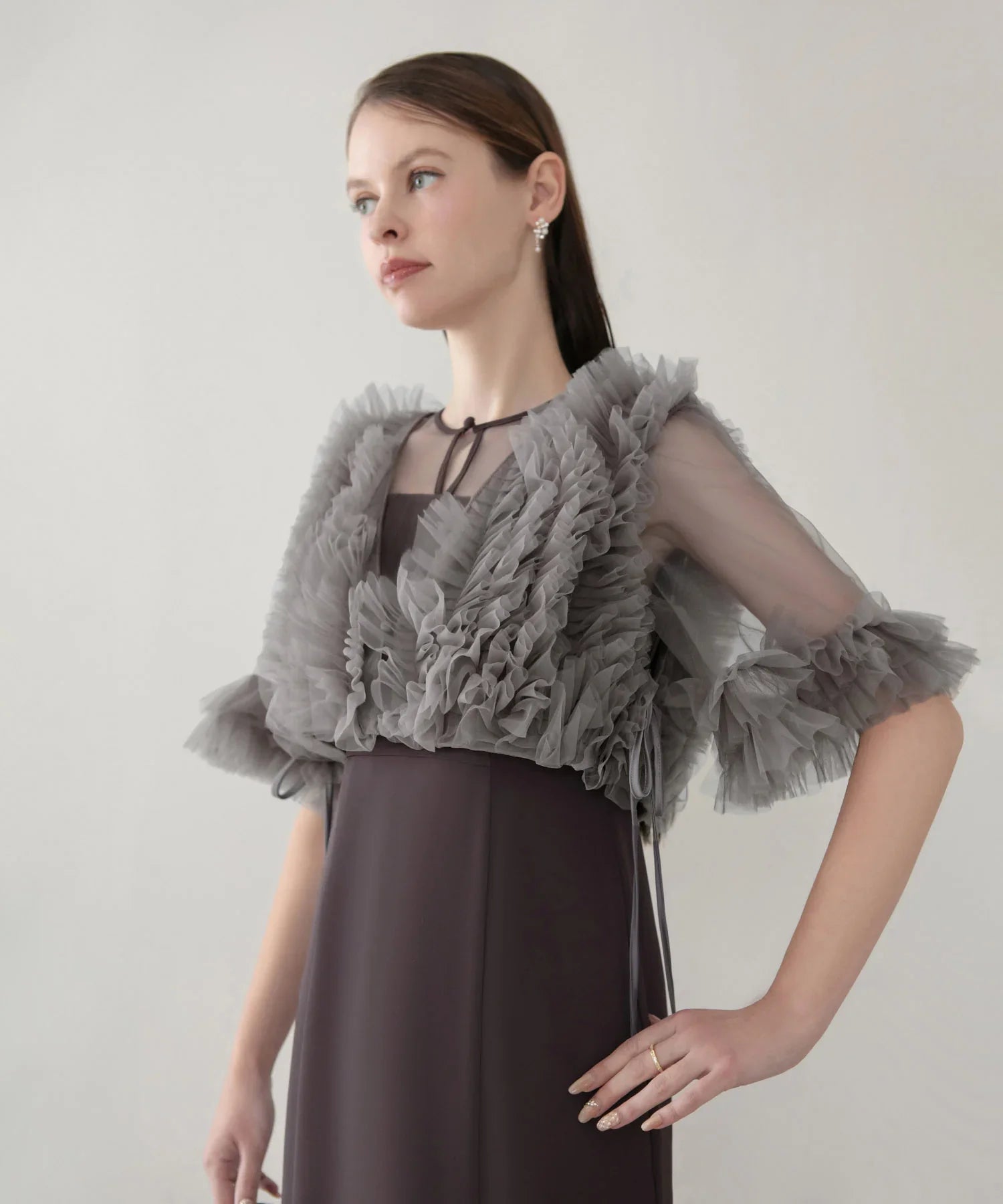 【当日発送】チュールフリルビスチェIラインワンピースドレス