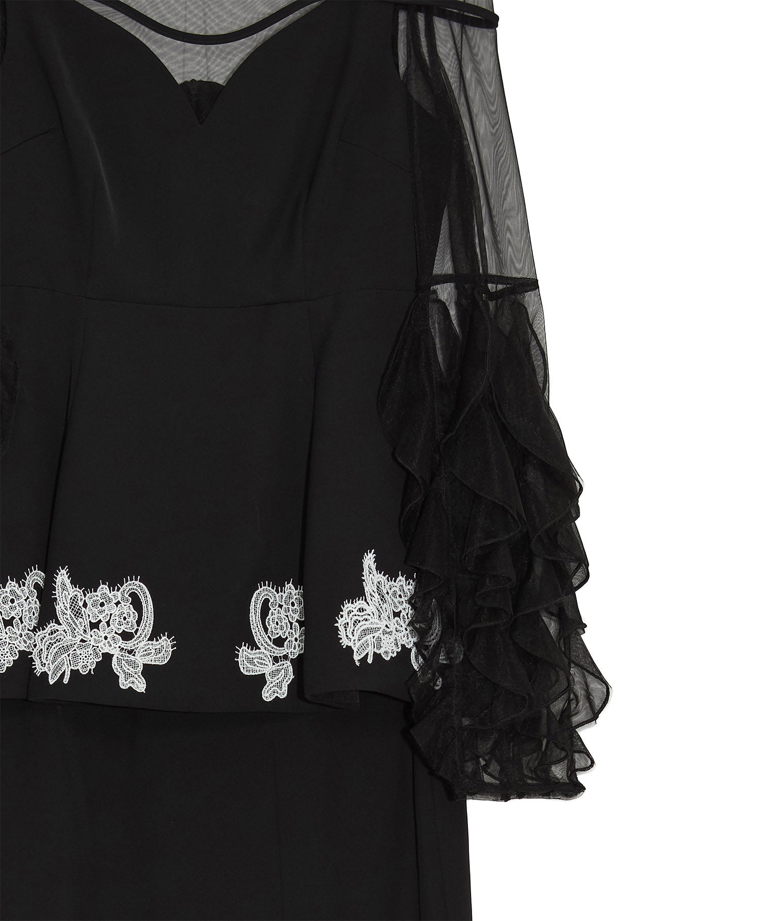 【当日発送】シアースリーブフリルペプラムタイトスカートセットアップドレス