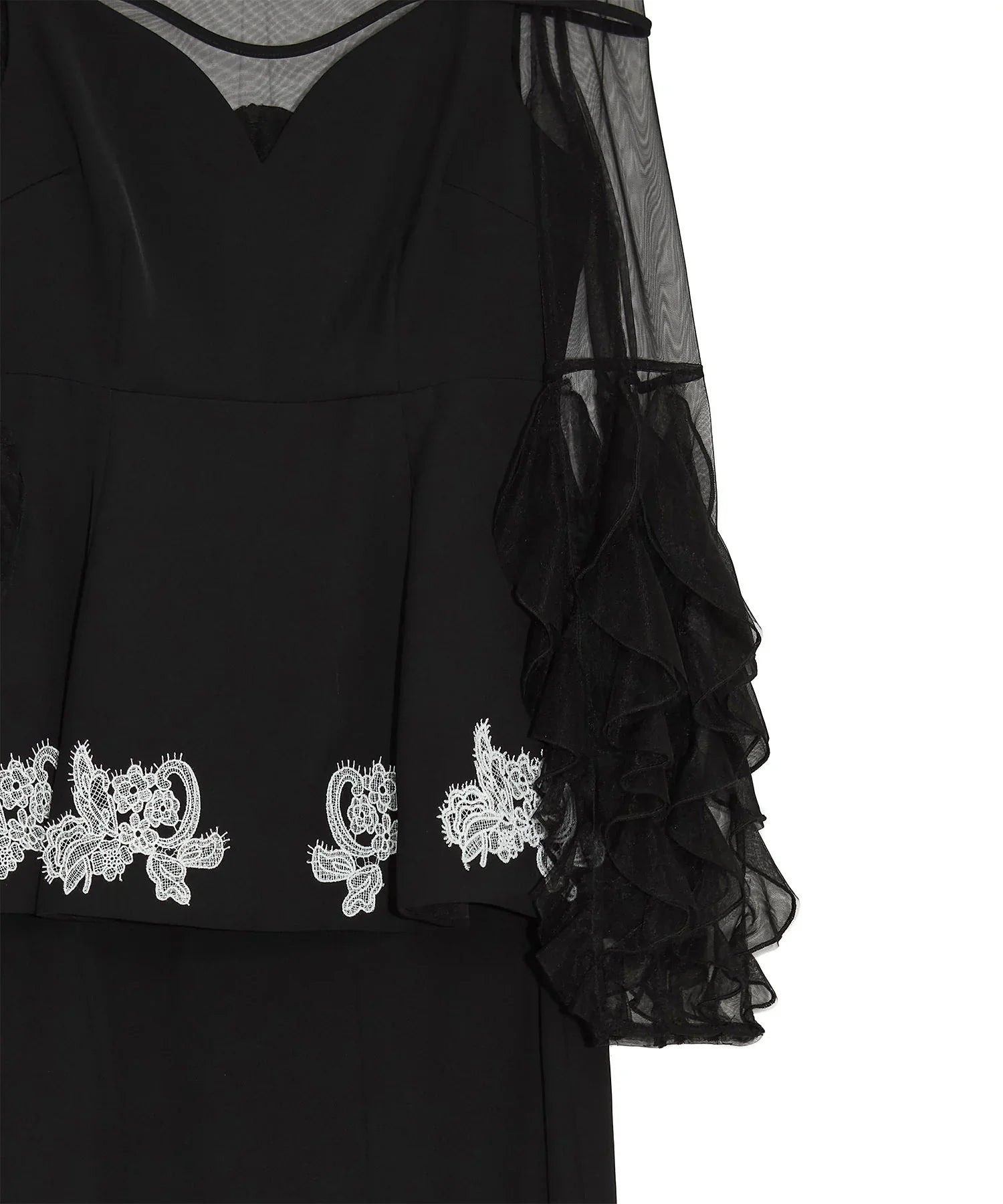 【当日発送】シアースリーブフリルペプラムタイトスカートセットアップドレス