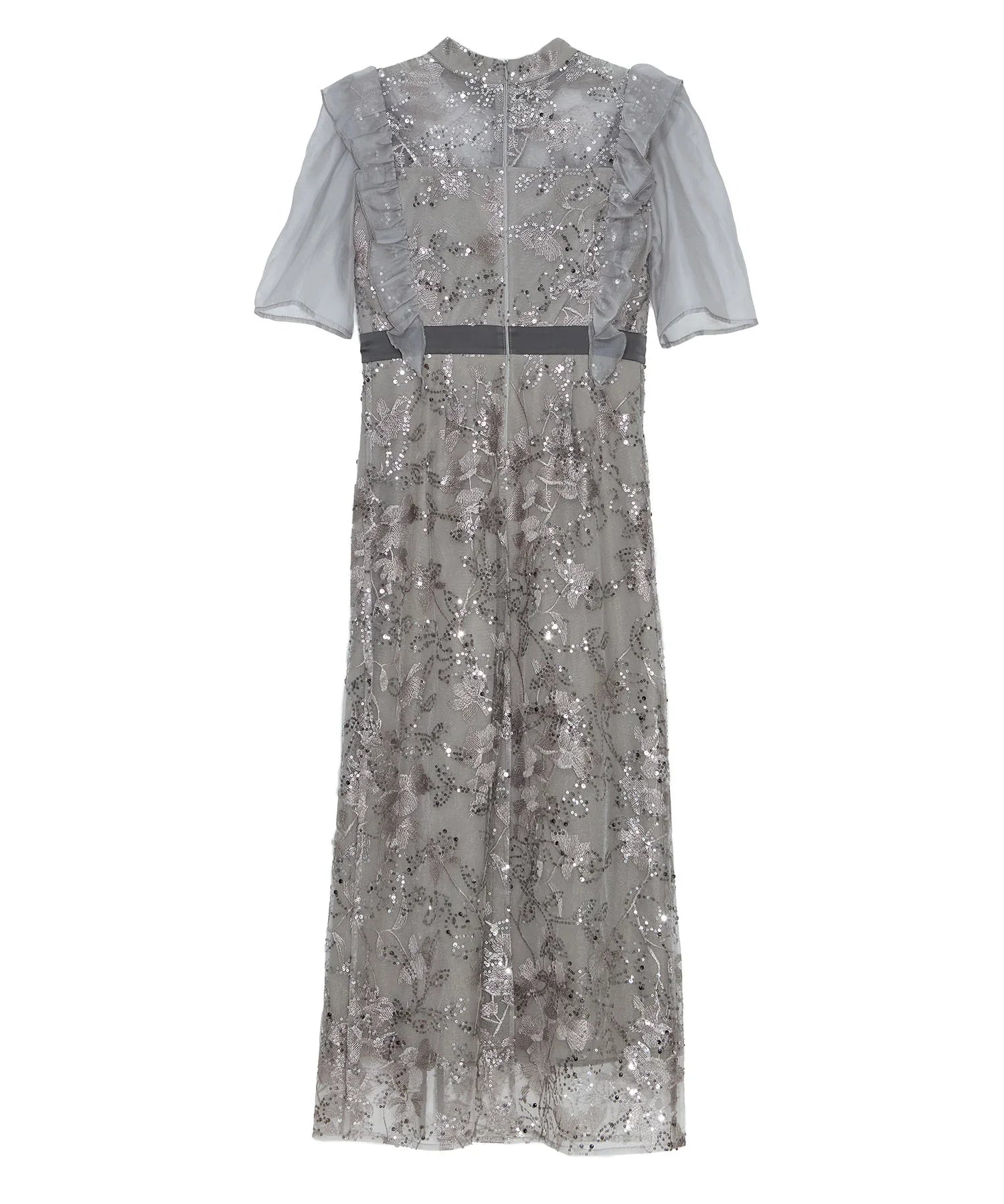 【当日発送】フラワースパンコールシアーフリルIラインワンピースドレス