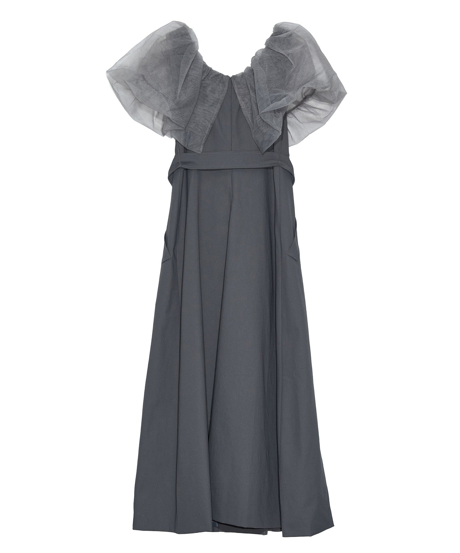 【当日発送】3WAYオフショルチュールトレンチディティールワンピ―スドレス