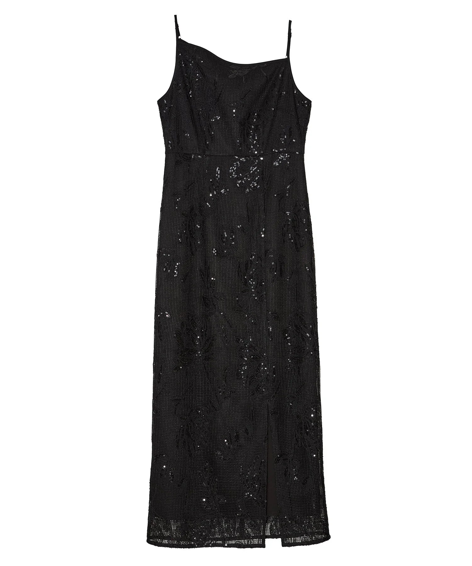 【当日発送】2WAYアシンメトリーフリルチュールフラワーIラインワンピースドレス