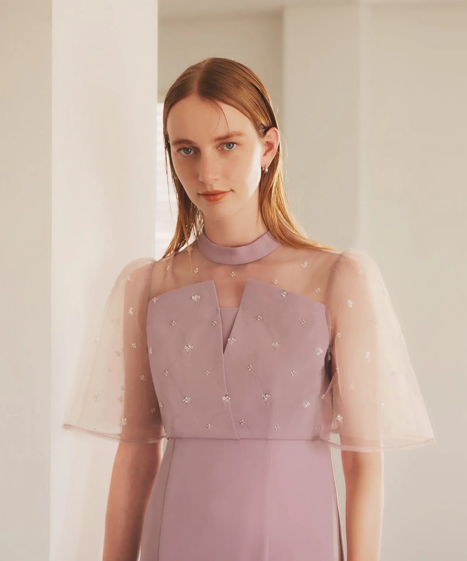 【當天出貨】碎花亮片薄紗重疊魚尾裙