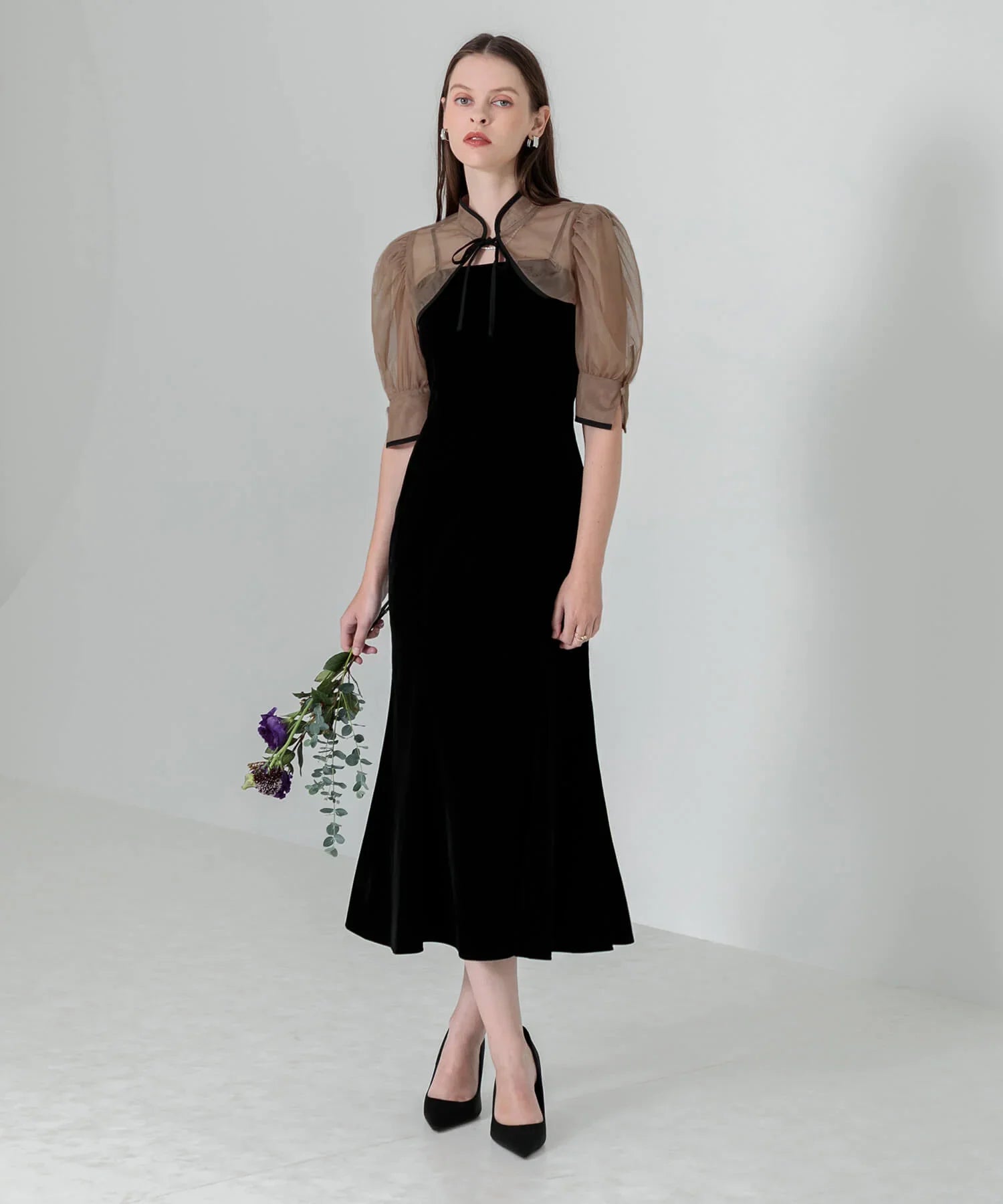 【当日発送】花柄ボレロセットアップマーメイドワンピースドレス