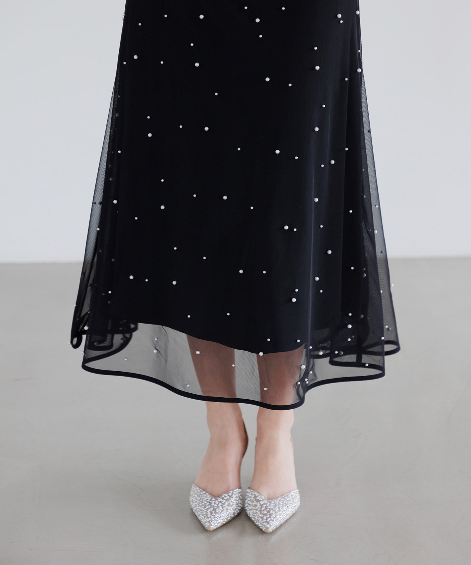 【一部当日発送】2WAYチュールトップスパールAラインワンピースドレス