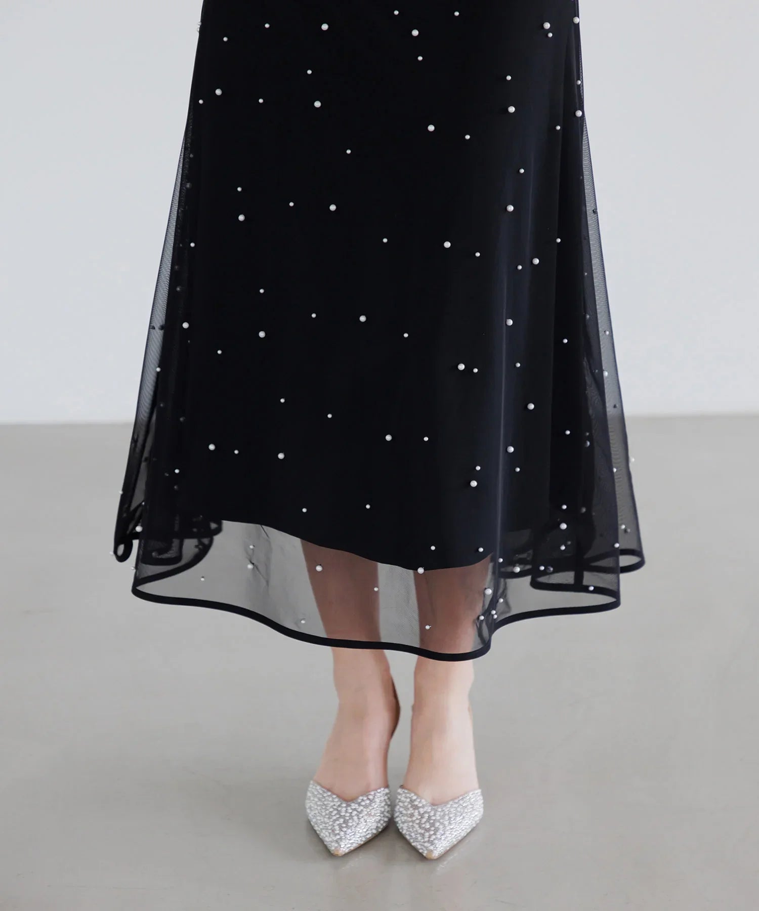 【一部当日発送】2WAYチュールトップスパールAラインワンピースドレス