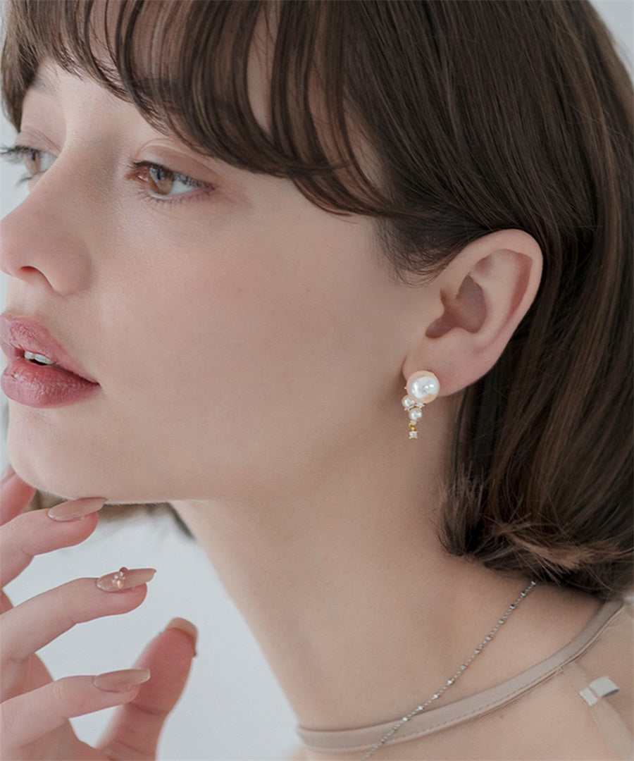【SOLD OUT】パールクリスタルドロップピアス