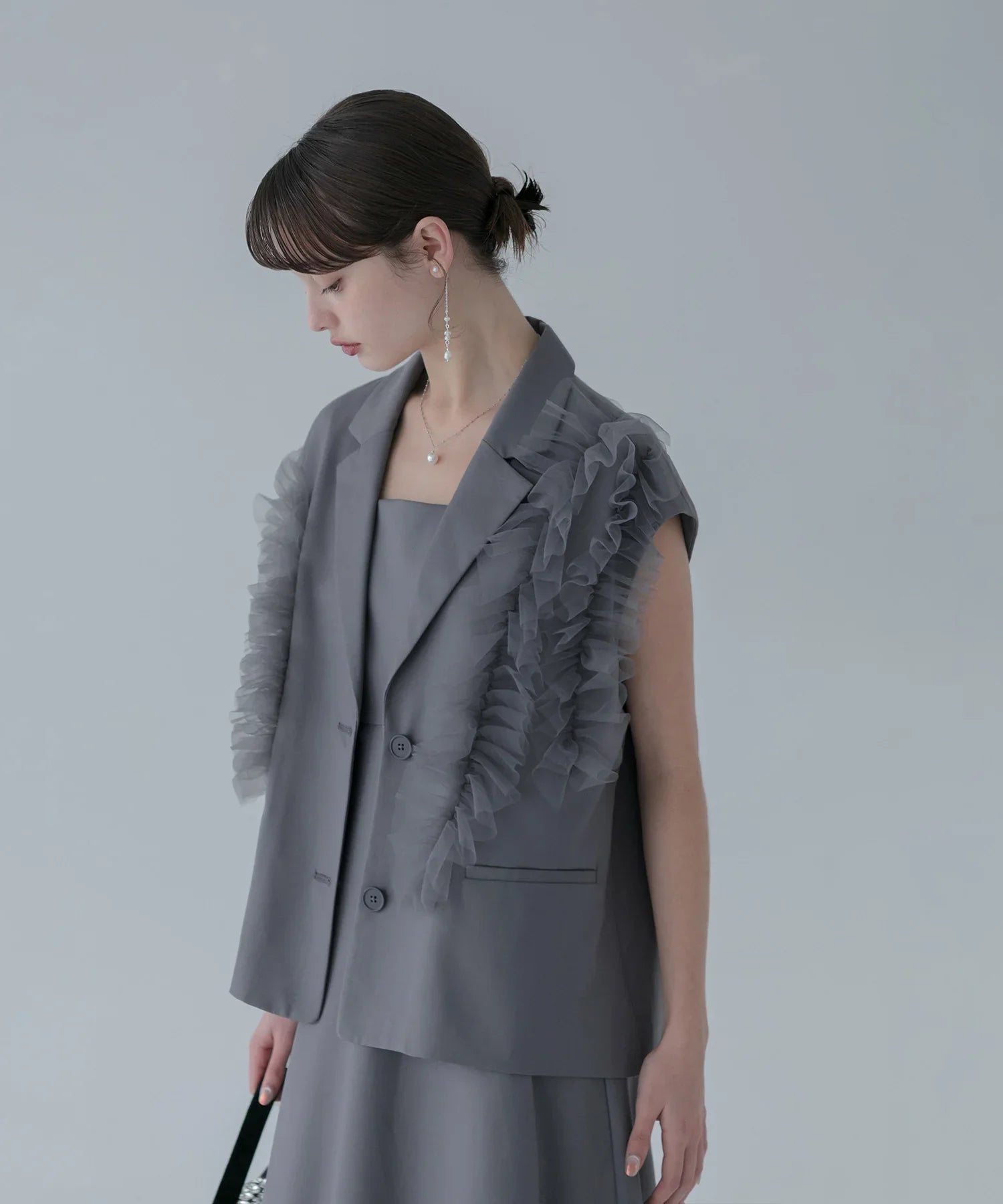 【当日発送】チュールフリルセットアップワンピースドレス