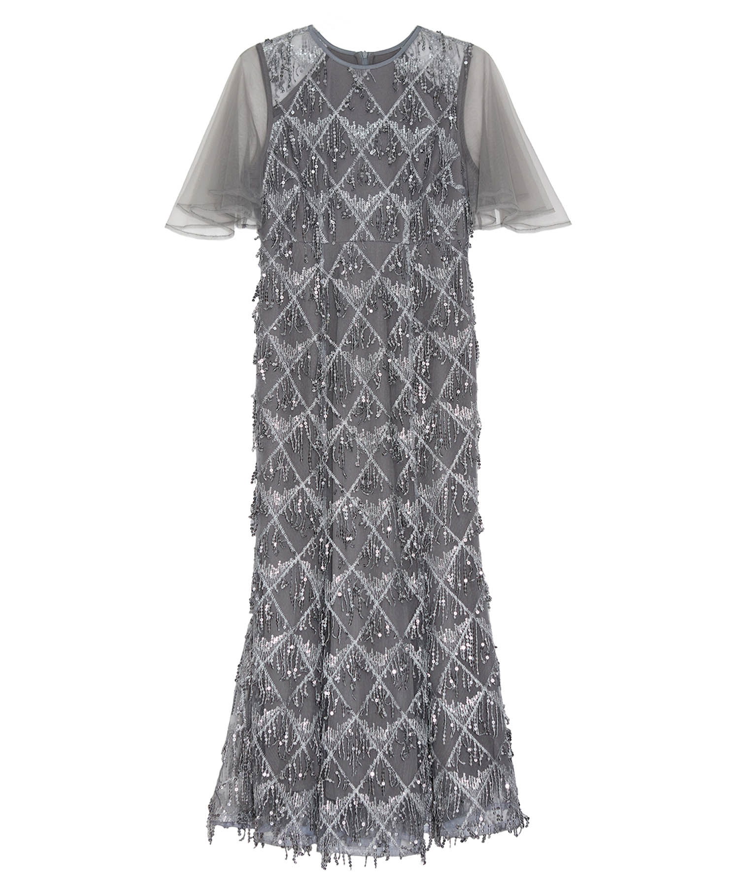 【当日発送】チュールスリーブスパンコールマーメイドワンピースドレス