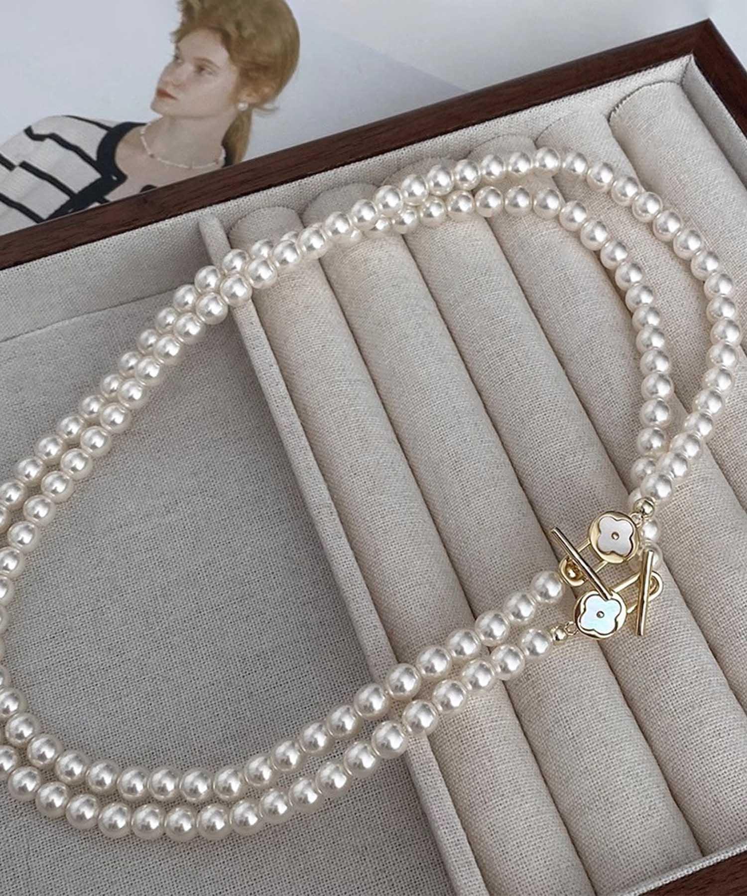 【当日発送】エレガントフラワーパールネックレス