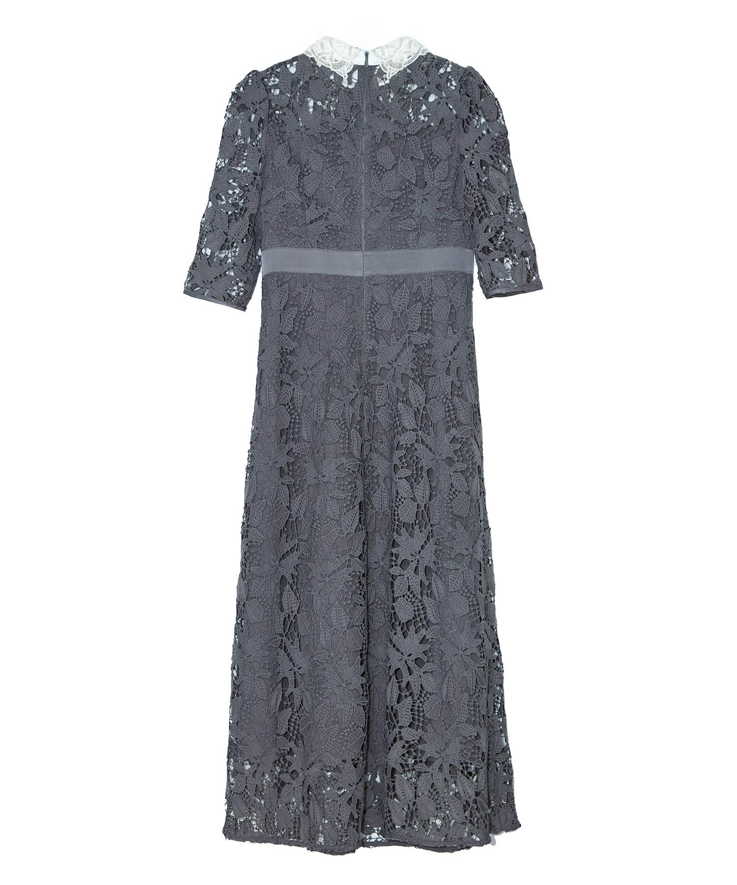 【一部当日発送】花柄レースビジューカラーAラインワンピースドレス