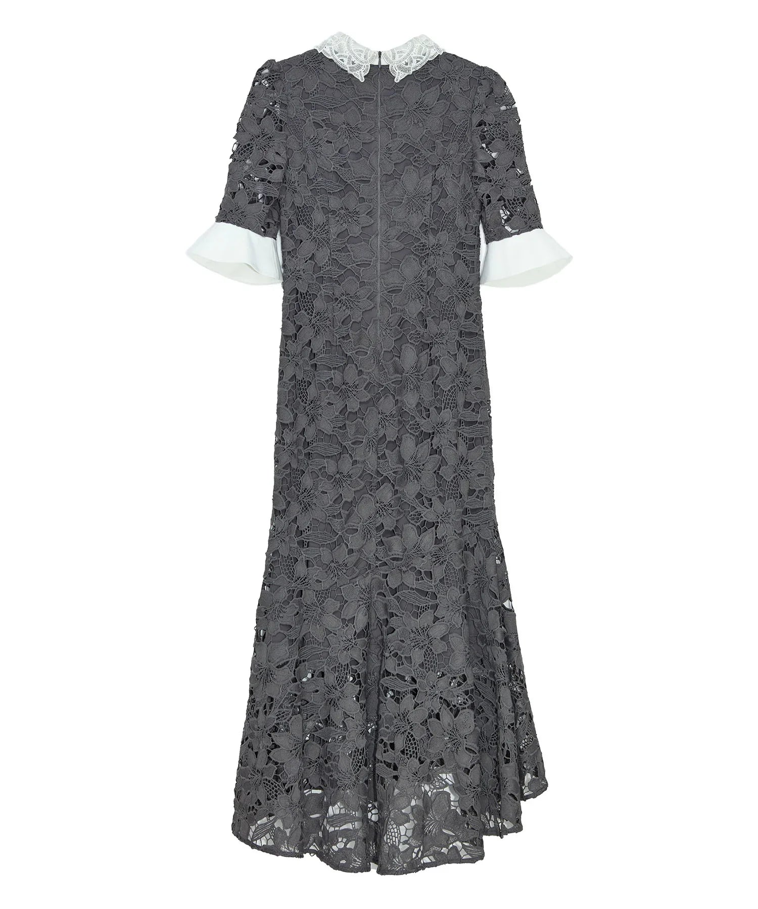 【一部当日発送】パールカラーボウタイフラワーレースフィッシュテールワンピースドレス