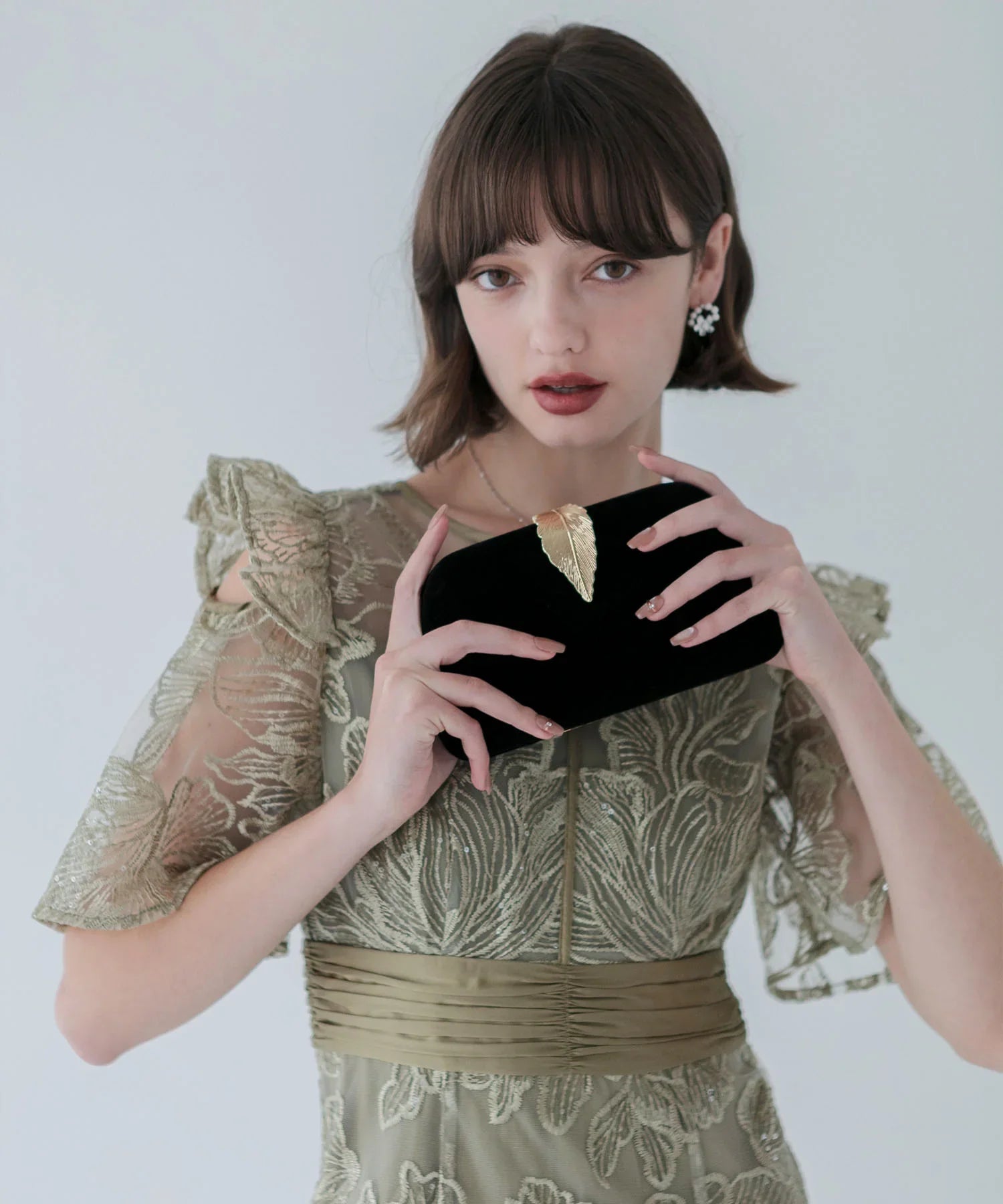 【SOLD OUT】リーフモチーフ2WAYベロアバッグ