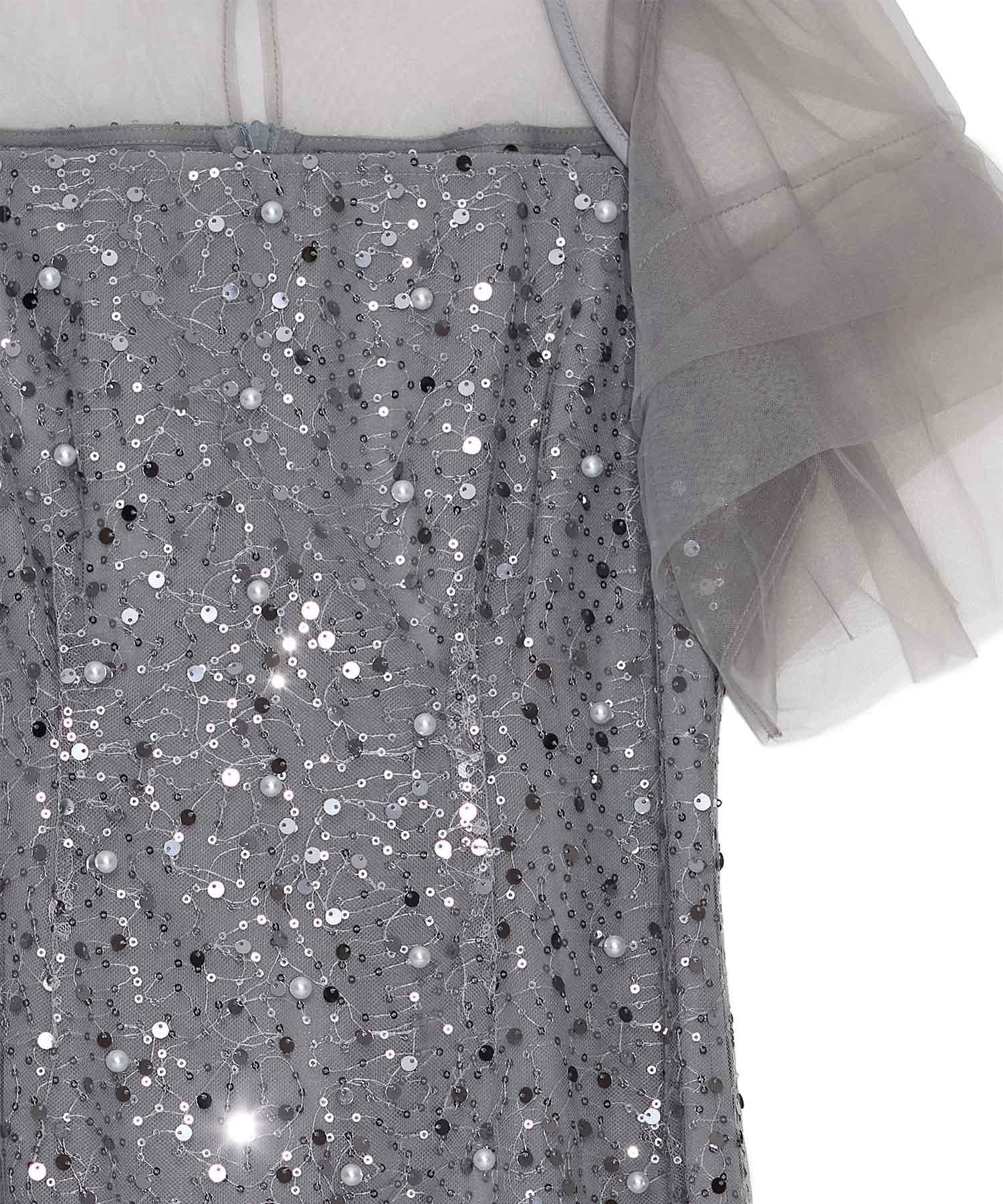 【当日発送】スパンコールパールミックスボレロIラインワンピースドレス