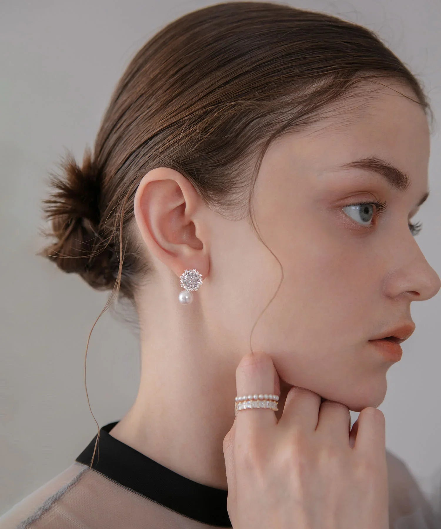 【当日発送】パールラウンドビジューピアス