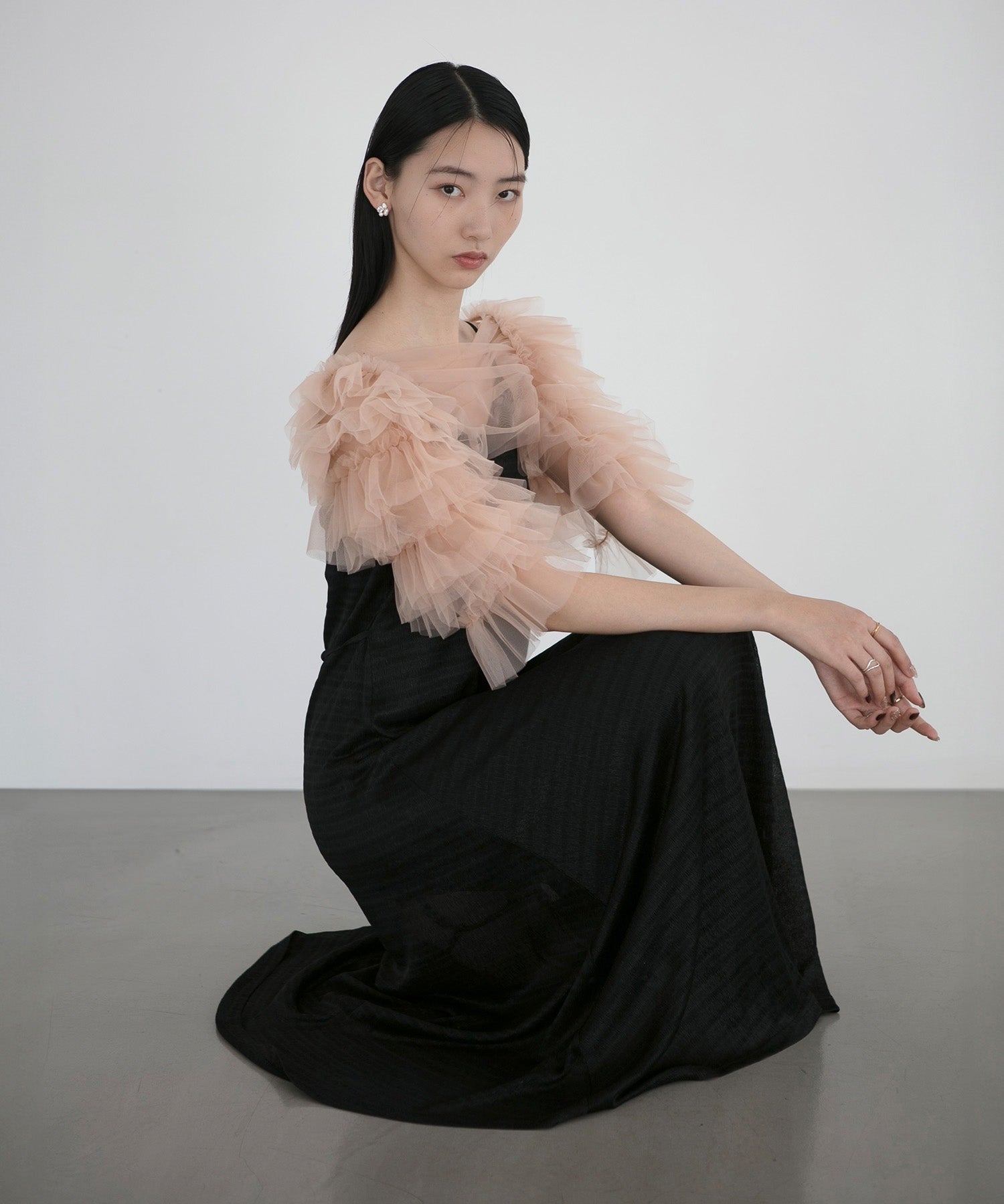 【一部当日発送】ティアードフリルチュールボレロワンピースドレス