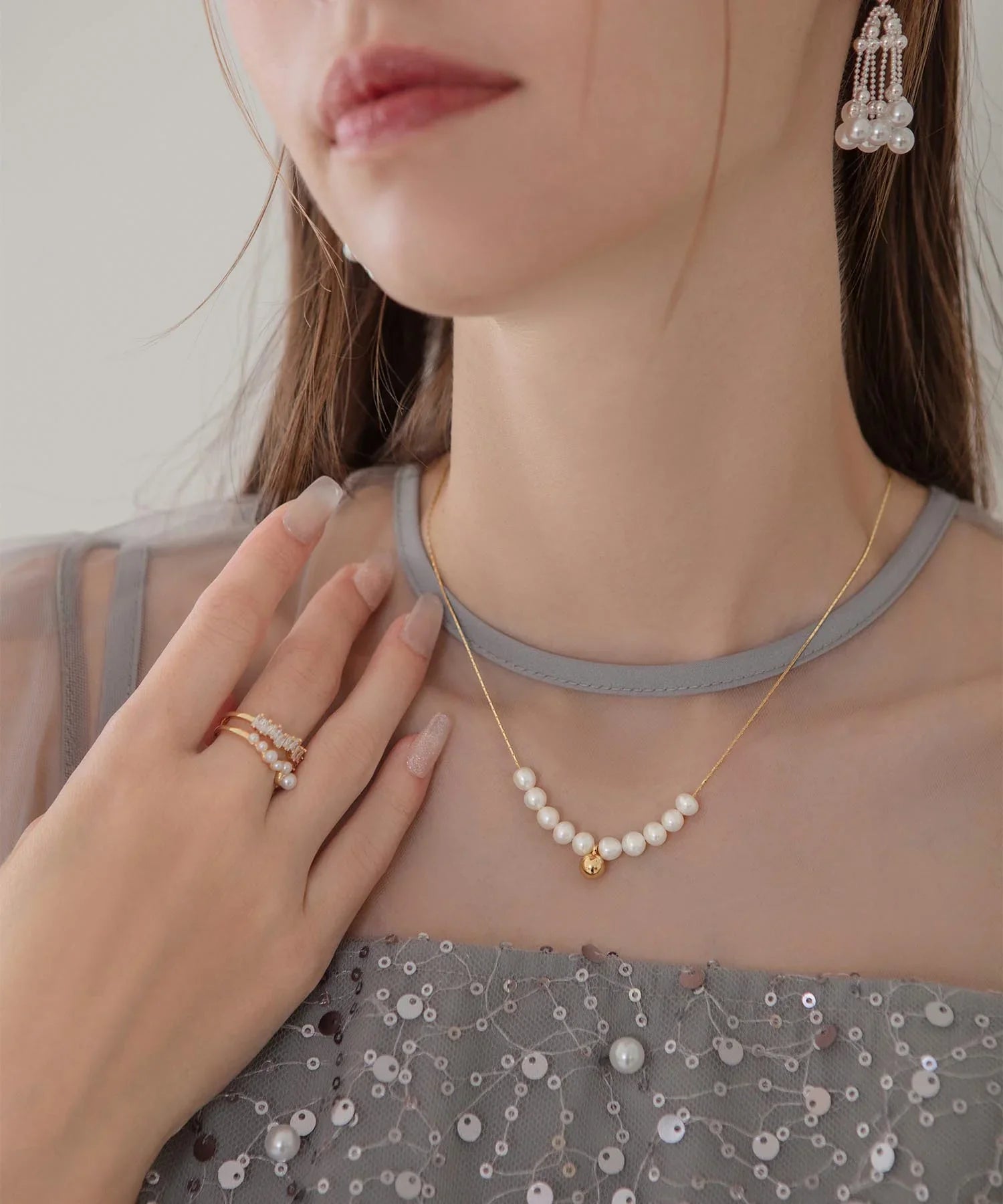 【当日発送】パールゴールドデザインネックレス