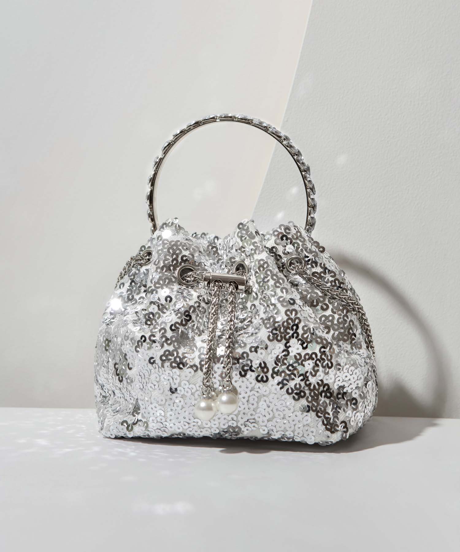 【当日発送】ビジューハンドルチェーンスパンコールバッグ