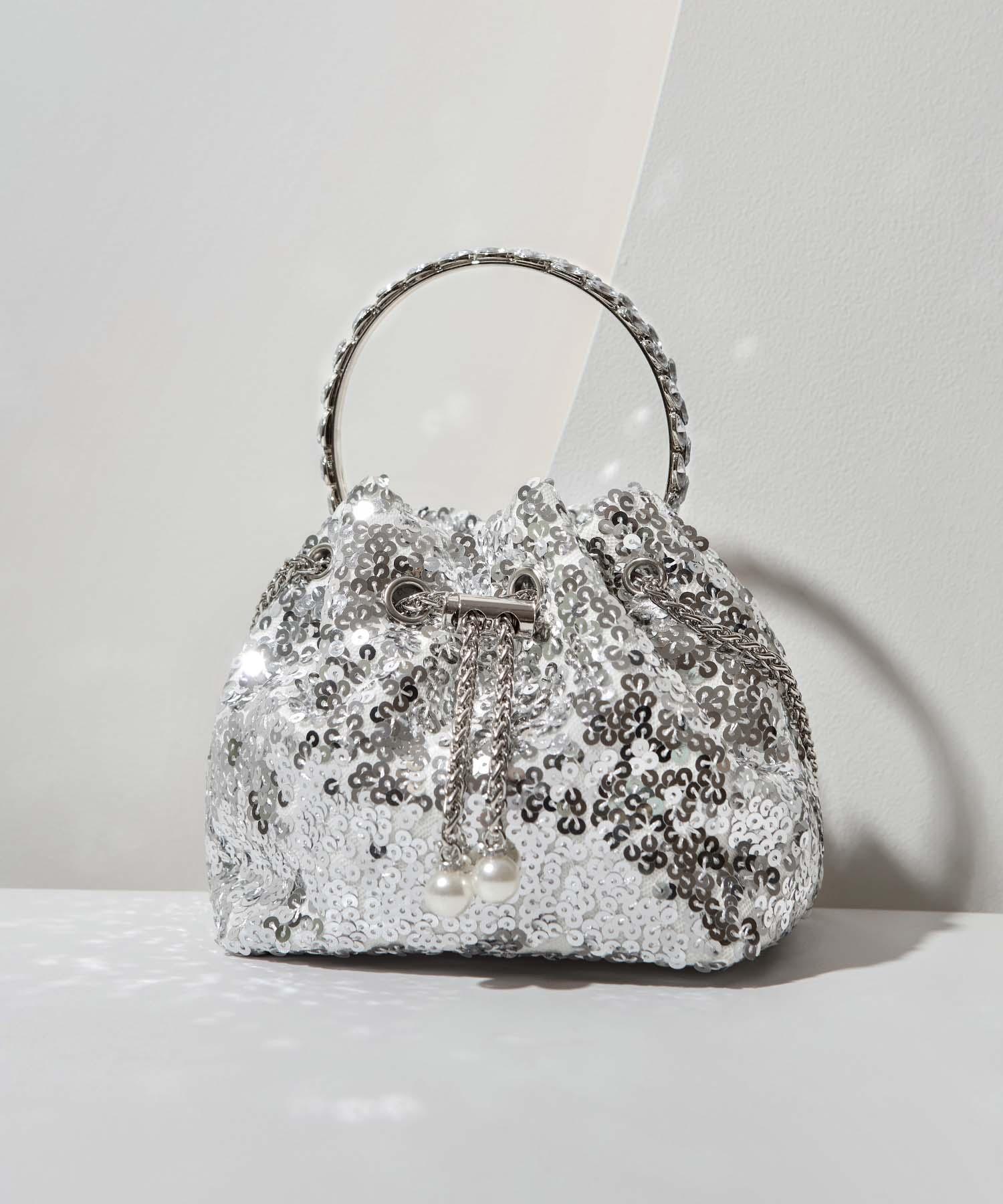 【当日発送】ビジューハンドルチェーンスパンコールバッグ