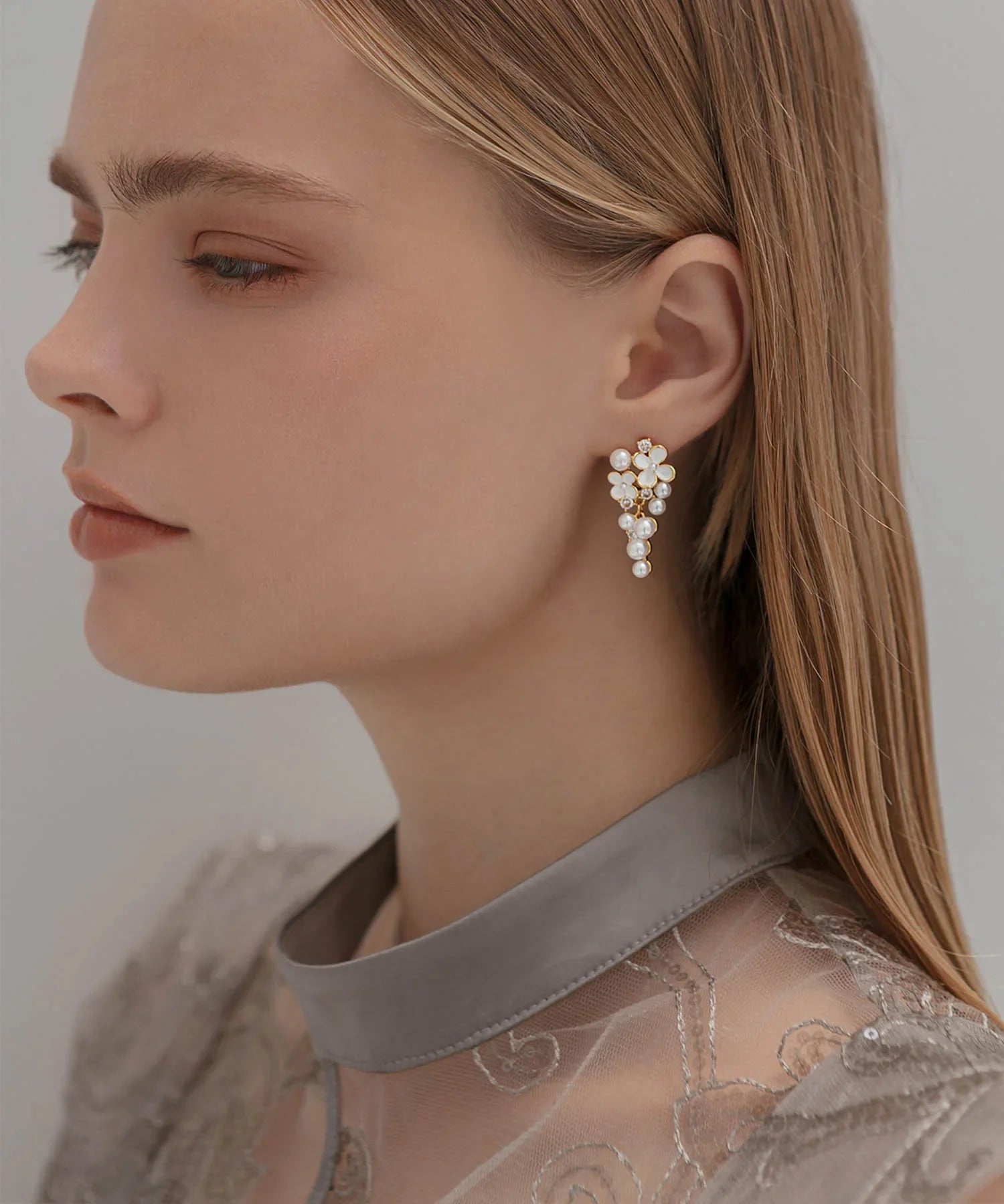 【当日発送】パールブーケドロップピアス