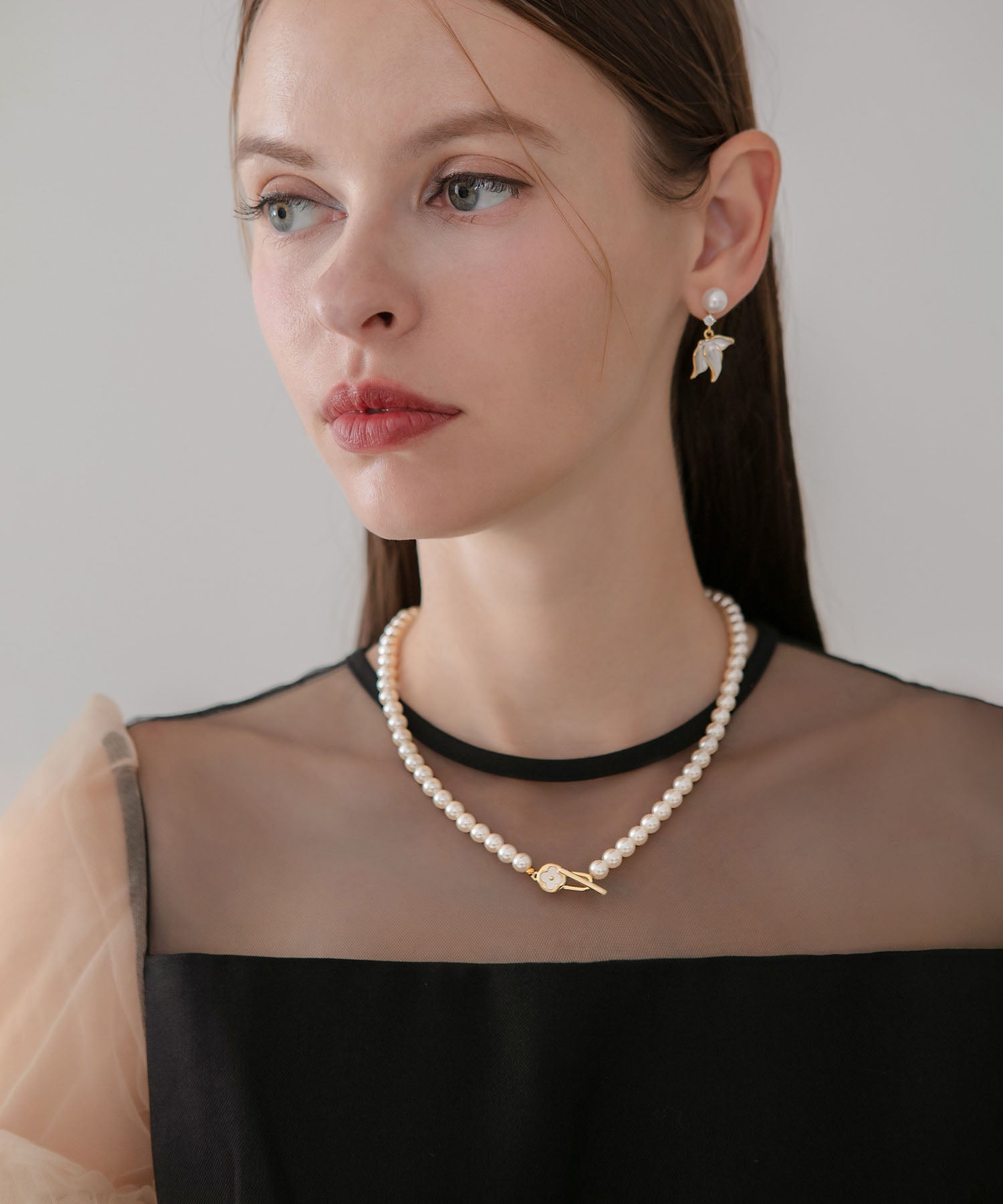 【当日発送】エレガントフラワーパールネックレス