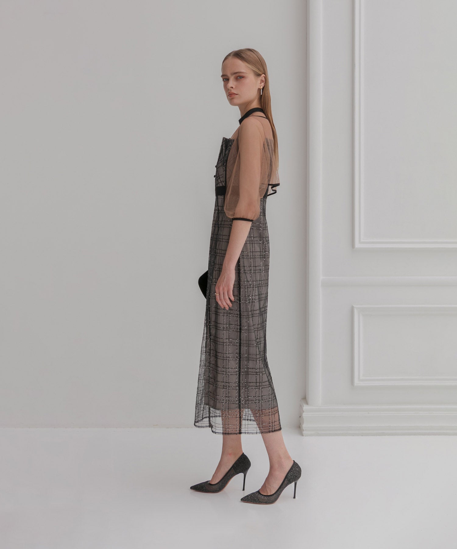 【当日発送】ラメチェックチュールボレロIラインドレス