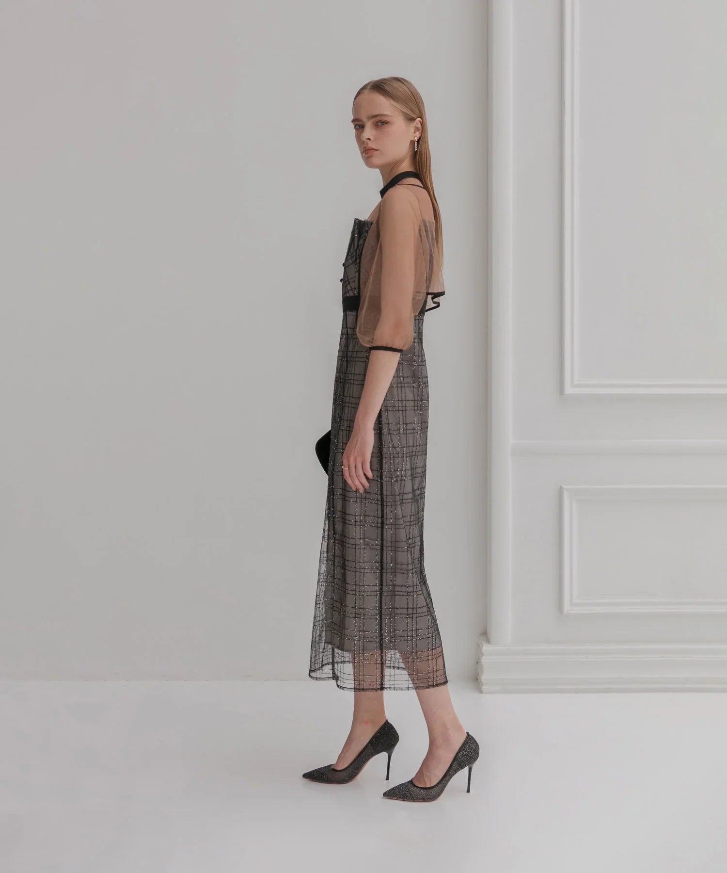 【当日発送】ラメチェックチュールボレロIラインドレス