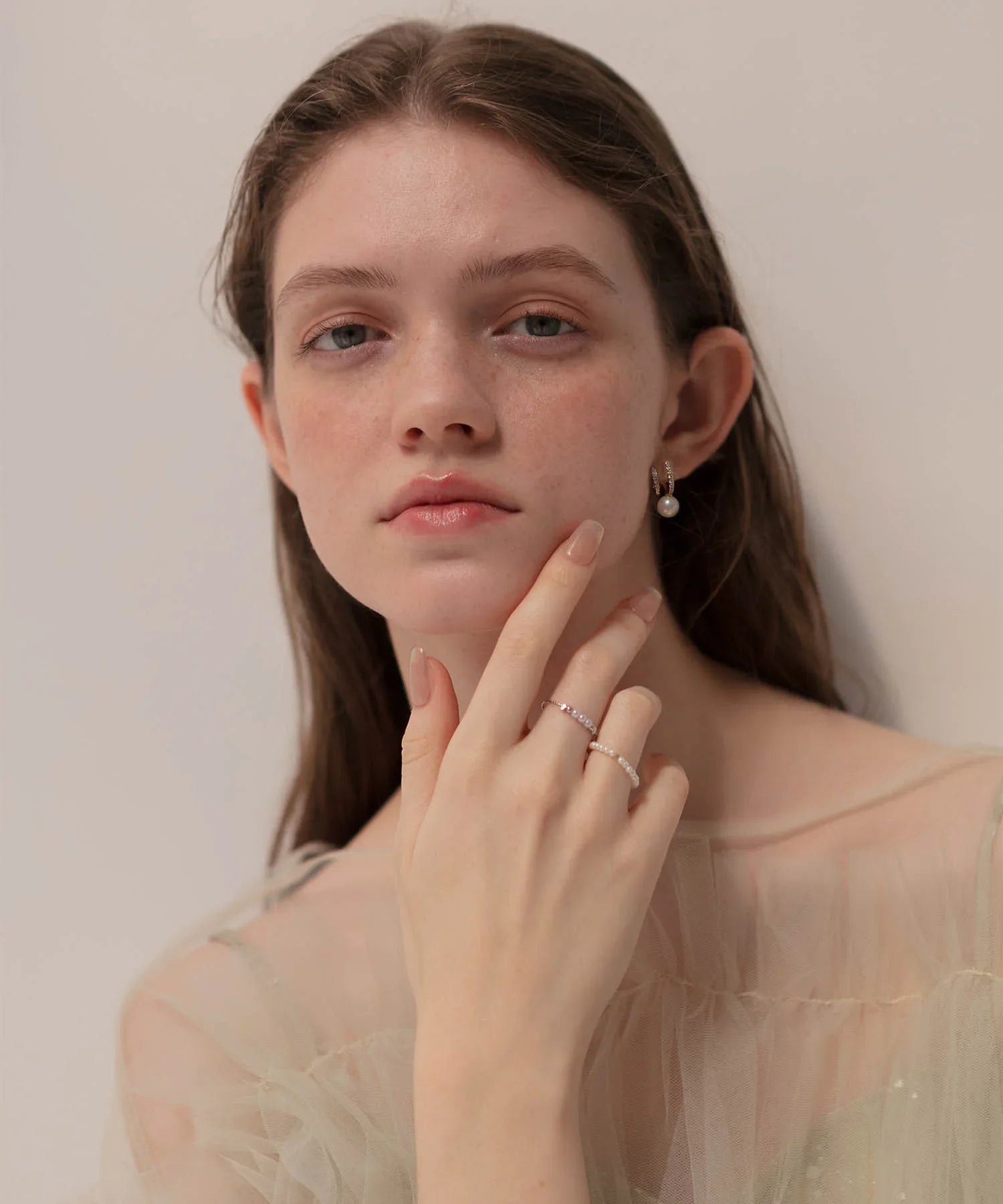 【当日発送】パールダブルフープピアス