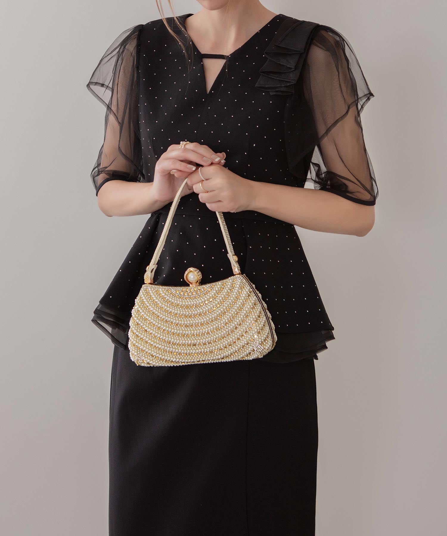 【SOLD OUT】2WAYパールビジューデザインハンドバッグ