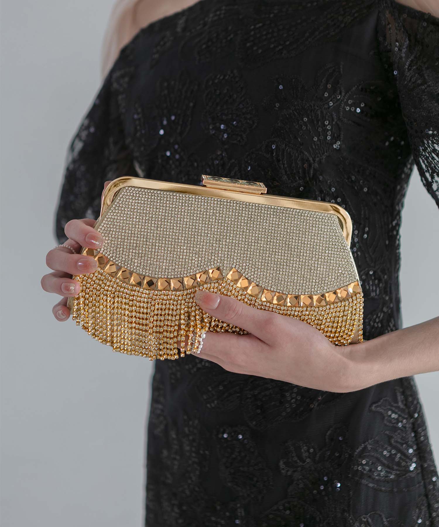 【当日発送】3WAYビジューフリンジバッグ