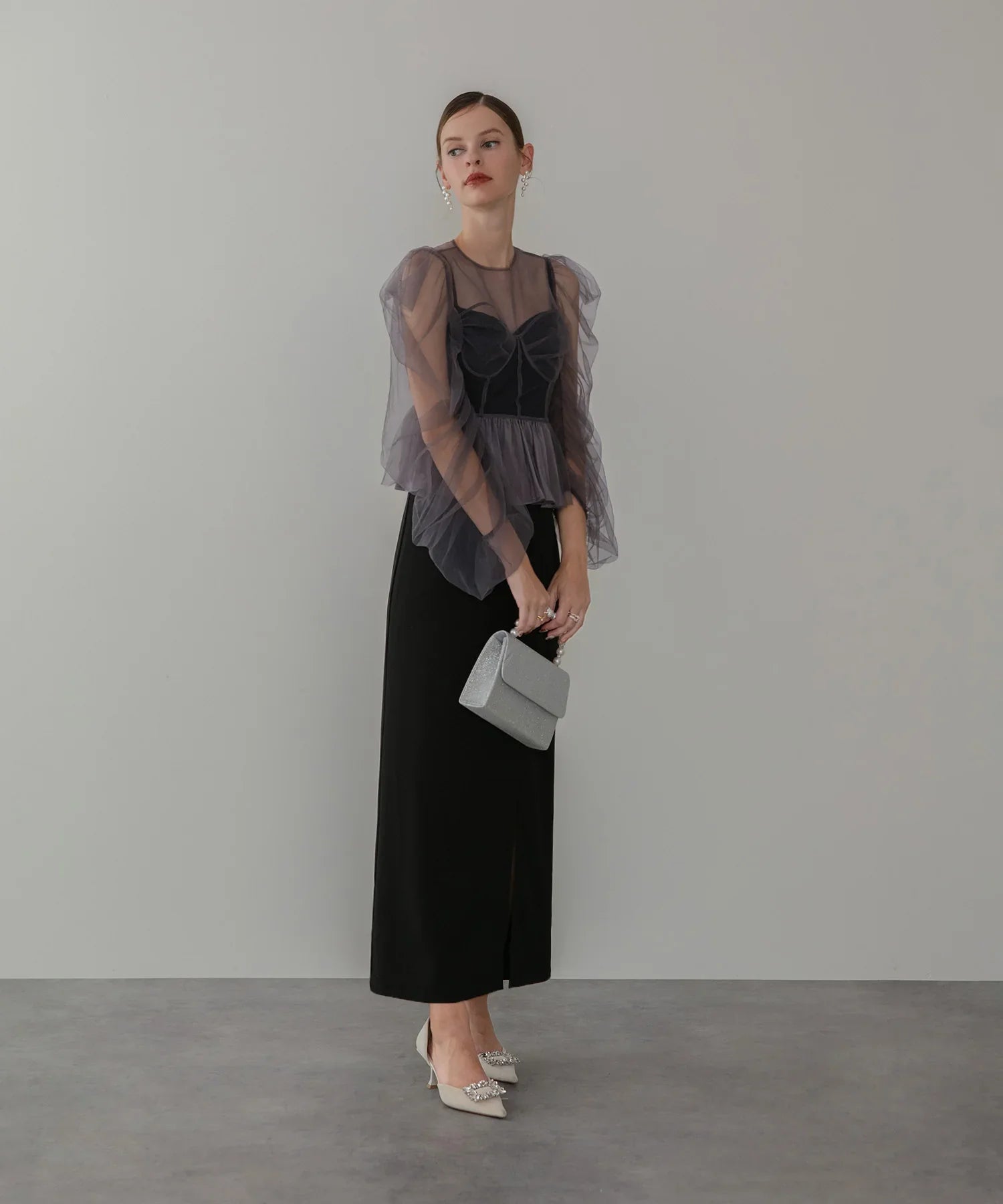 【当日発送】チュールペプラムトップスセットキャミワンピースドレス