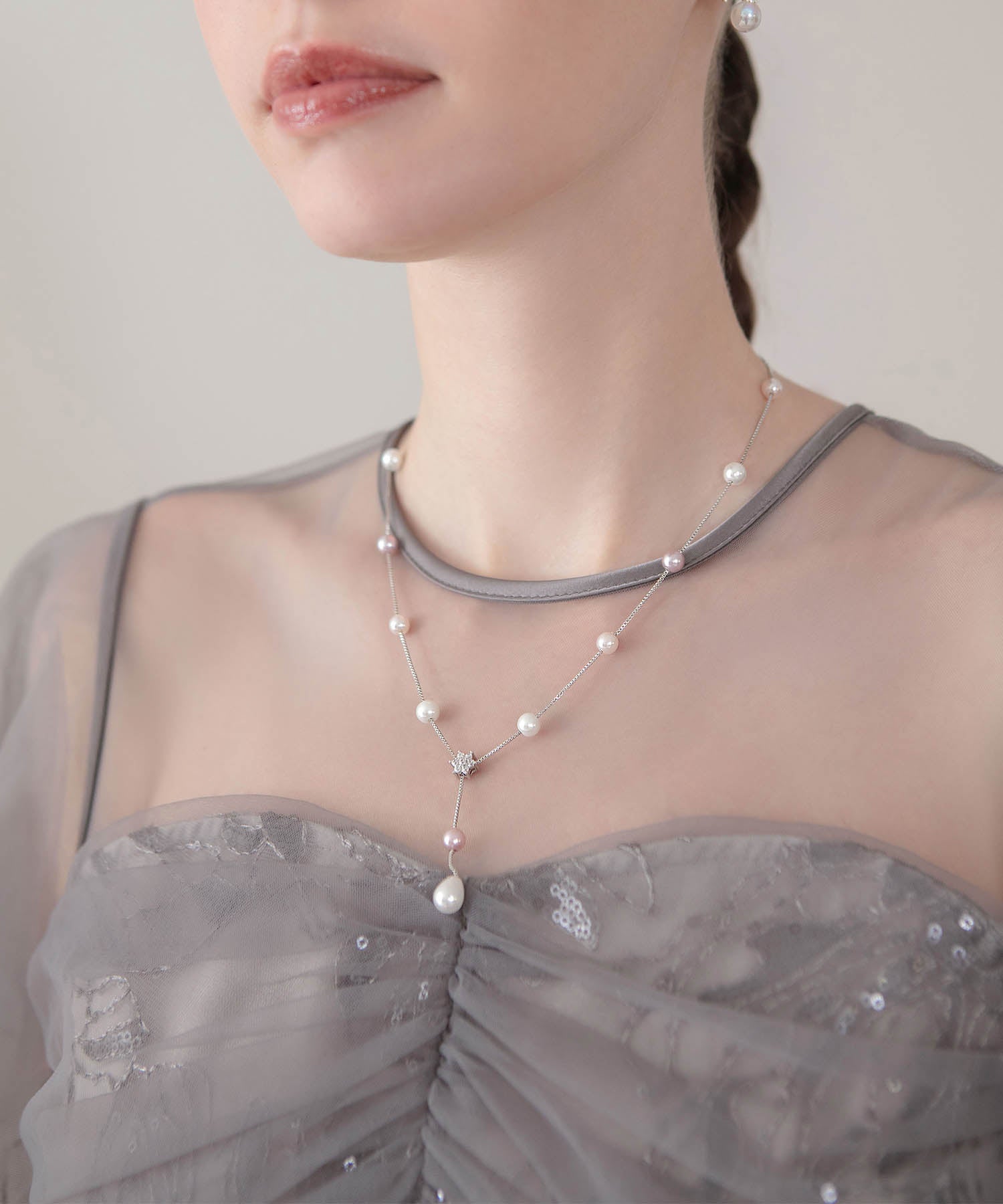 【COMING SOON】ミックスパールビジューモチーフネックレス