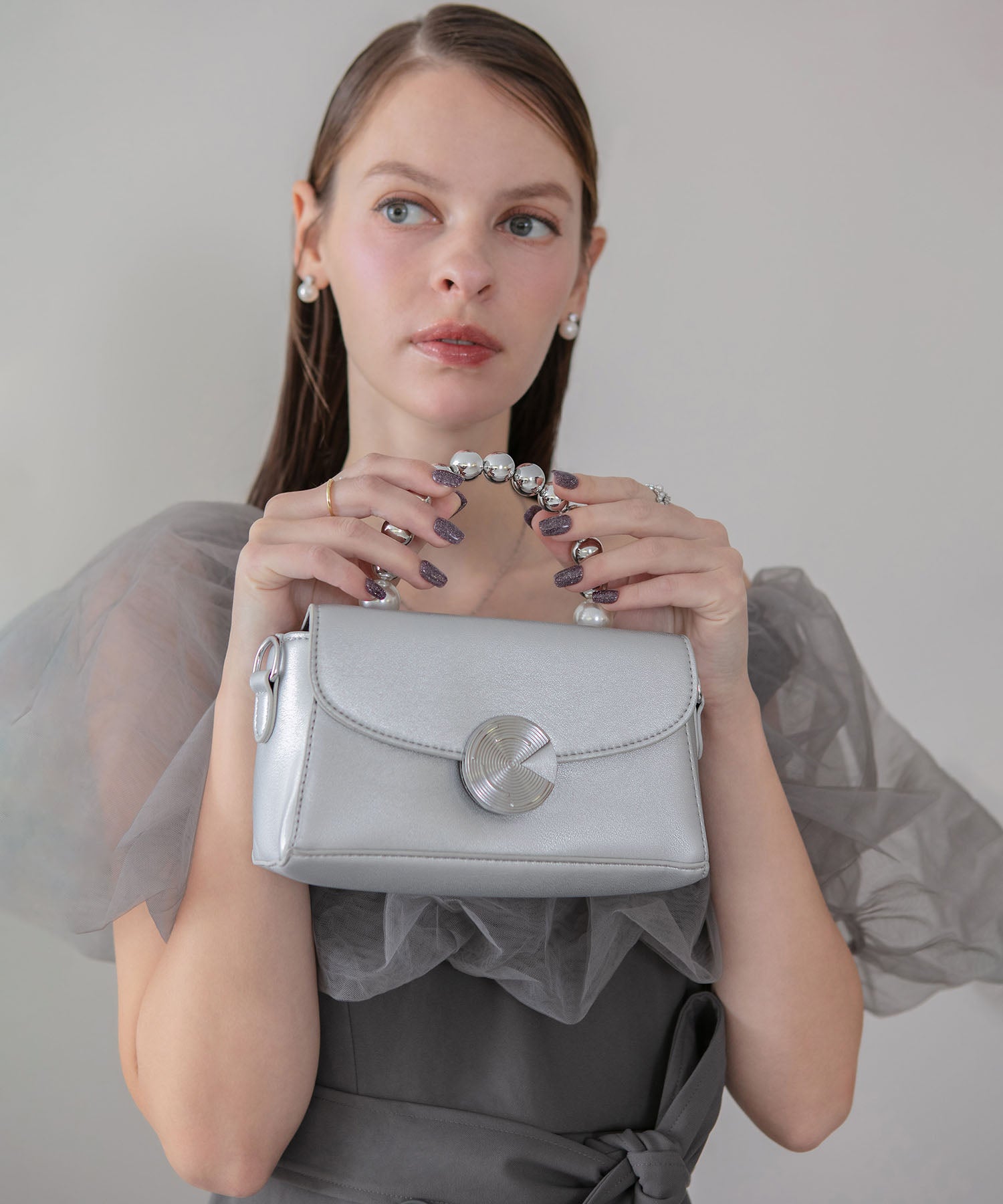 【当日発送】メタリックパールハンド2WAYバッグ